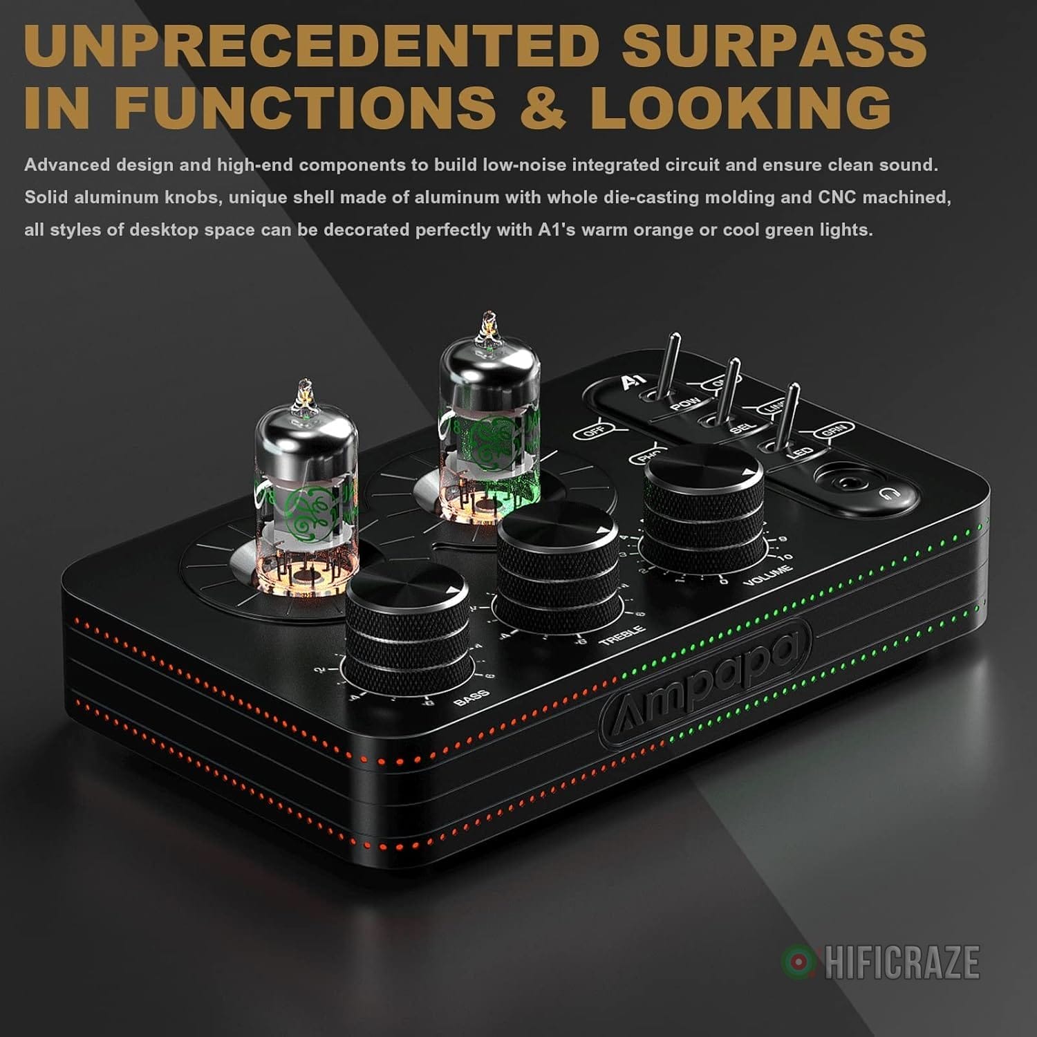 A1 Vacuum Tube Phono Preamp, Headphone Amp, Hi-Fi Audiophile Preamplifier for MM Turntable Record Player with Tone Control for Home Stereo Audio System - Image 5