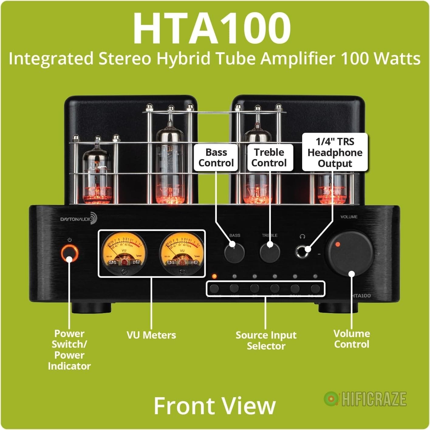 Dayton Audio HTA100 Integrated Stereo Hybrid Tube Amplifier 100 Watts 4 Dayton Audio HTA100 Integrated Stereo Hybrid Tube Amplifier 100 Watts - Image 4