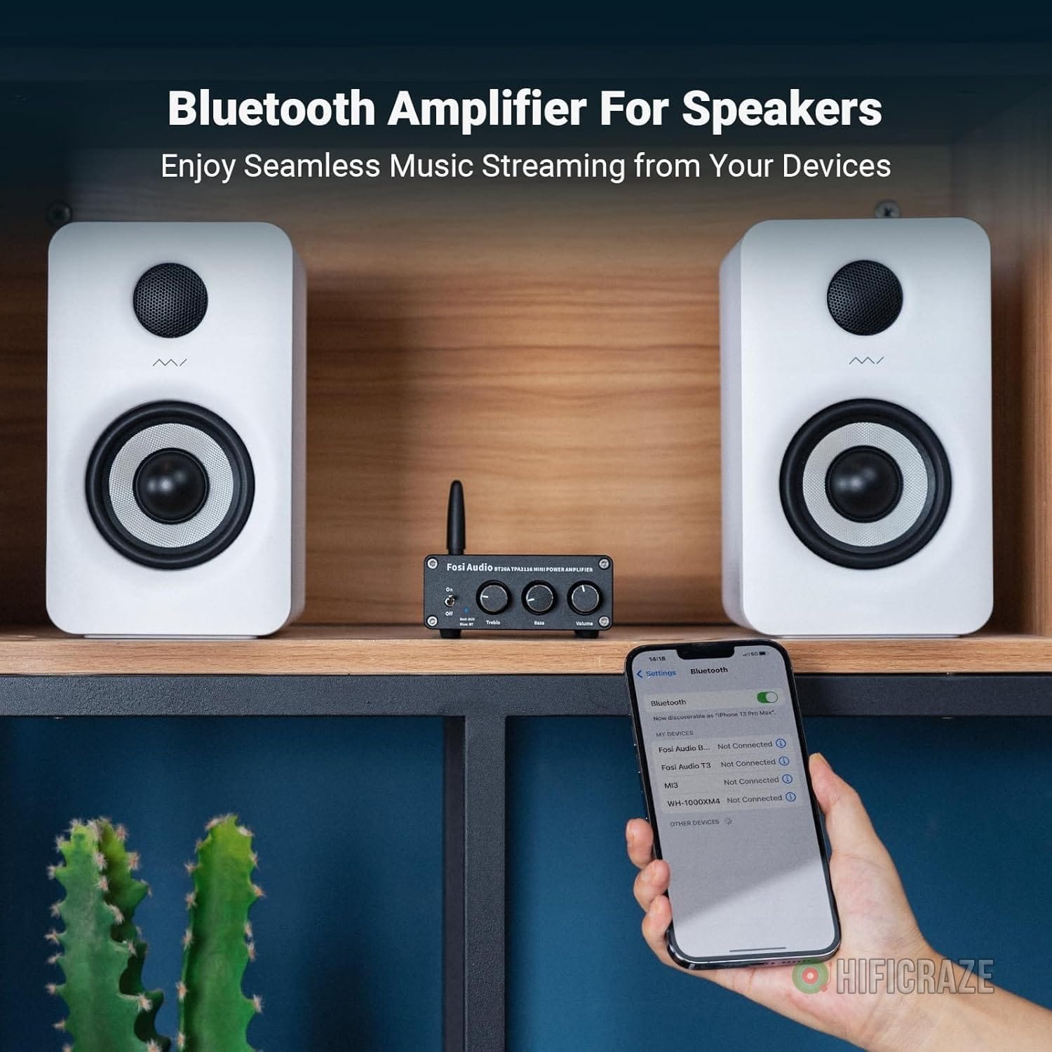 Fosi Audio BT20A Bluetooth Stereo Amplifier, 2 Channel Home Audio Component Amplifiers for Passive Speakers, Mini Class D Amp Receiver 200W for Indoor/Outdoor/Garage/Ceiling/Bookshelf Speaker - Image 3
