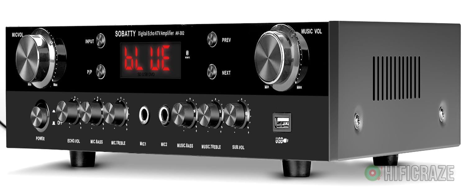 Stereo Receivers Home Audio Amplifier 2.1 Channels Subwoofer Output with Bluetooth 5.0, USB,2 Mic-in, Echo, RCA, Coaxial Input,for Home, Karaoke,Theater Speakers 3 Stereo Receivers Home Audio Amplifier 2.1 Channels Subwoofer Output with Bluetooth 5.0, USB,2 Mic-in, Echo, RCA, Coaxial Input,for Home, Karaoke,Theater Speakers - Image 3