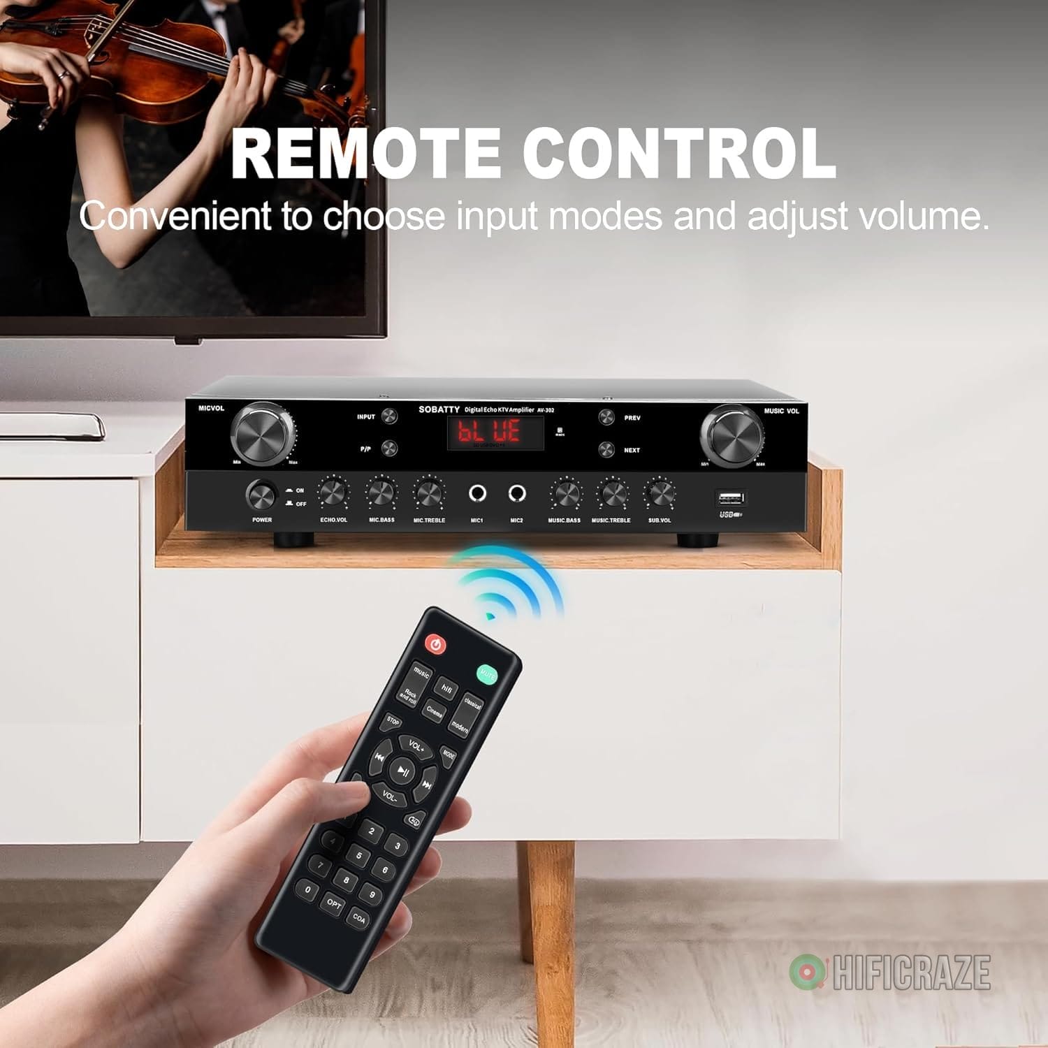 Stereo Receivers Home Audio Amplifier 2.1 Channels Subwoofer Output with Bluetooth 5.0, USB,2 Mic-in, Echo, RCA, Coaxial Input,for Home, Karaoke,Theater Speakers 6 Stereo Receivers Home Audio Amplifier 2.1 Channels Subwoofer Output with Bluetooth 5.0, USB,2 Mic-in, Echo, RCA, Coaxial Input,for Home, Karaoke,Theater Speakers - Image 6