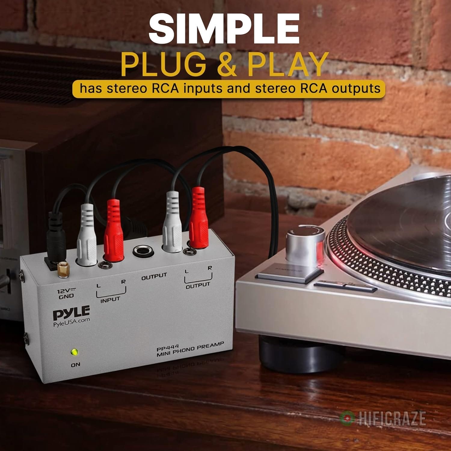 Pyle Ultra Compact Phono Preamp - Mini Turntable Preamp for Audio - Guitar, Microphone - RCA Input/Output for Record Player - Receiver - Amplifier - PP444 - Image 5