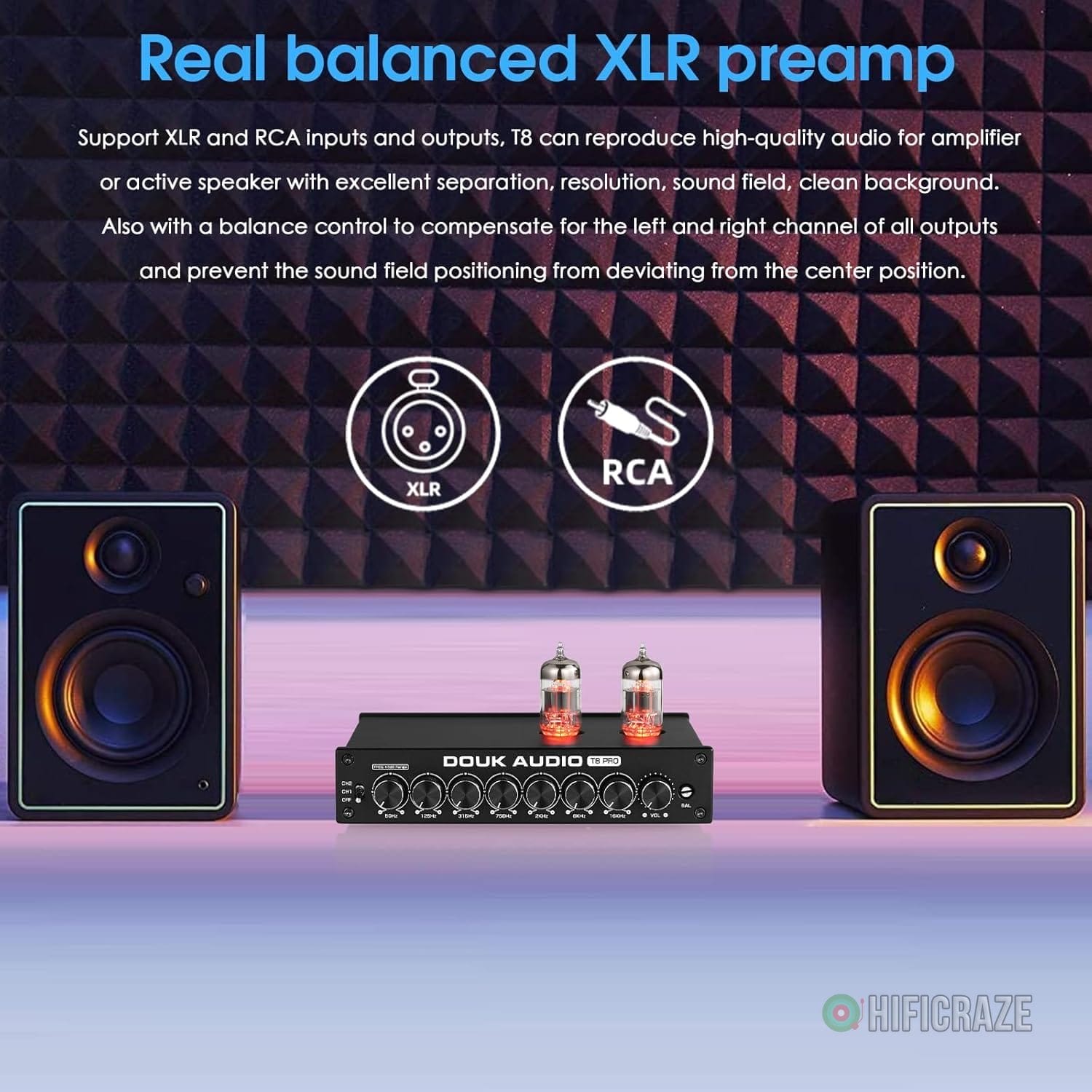 Douk Audio HiFi Vacuum Tube 7-Band EQ Preamp Equalizer XLR Pre-Amplifier Home (T8 PRO) 3 Douk Audio HiFi Vacuum Tube 7-Band EQ Preamp Equalizer XLR Pre-Amplifier Home (T8 PRO) - Image 3