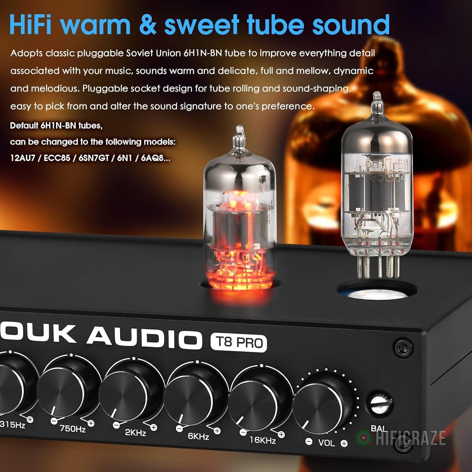 Douk Audio HiFi Vacuum Tube 7-Band EQ Preamp Equalizer XLR Pre-Amplifier Home (T8 PRO) 5 Douk Audio HiFi Vacuum Tube 7-Band EQ Preamp Equalizer XLR Pre-Amplifier Home (T8 PRO) - Image 5