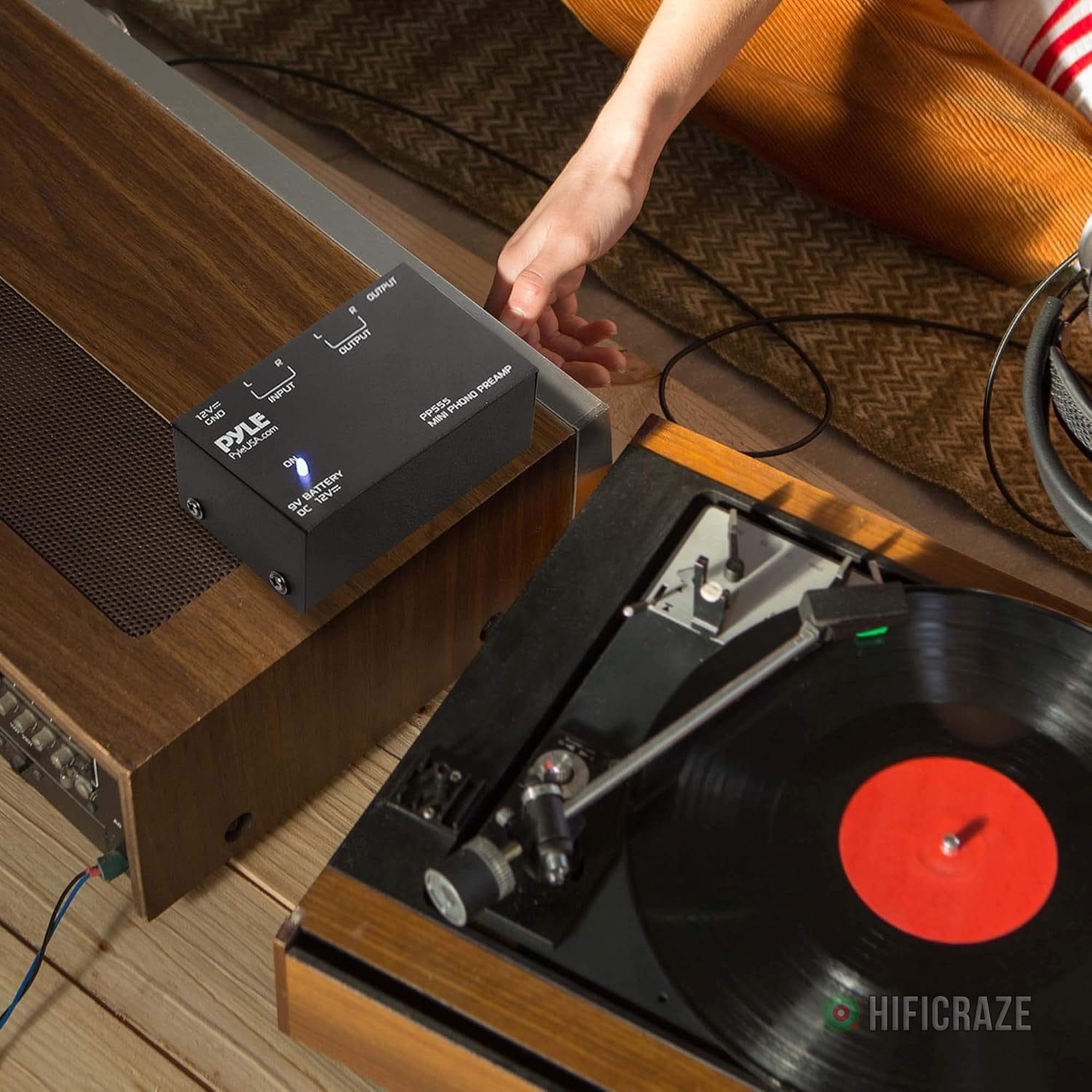 Pyle Phono Turntable Preamp - Mini Stereo Preamplifier with 9V Battery - 12V DC Power Adapter - RCA Input/Output - Low Noise - Ideal for Phonograph and Vinyl - PP555 6 Pyle Phono Turntable Preamp - Mini Stereo Preamplifier with 9V Battery - 12V DC Power Adapter - RCA Input/Output - Low Noise - Ideal for Phonograph and Vinyl - PP555 - Image 6