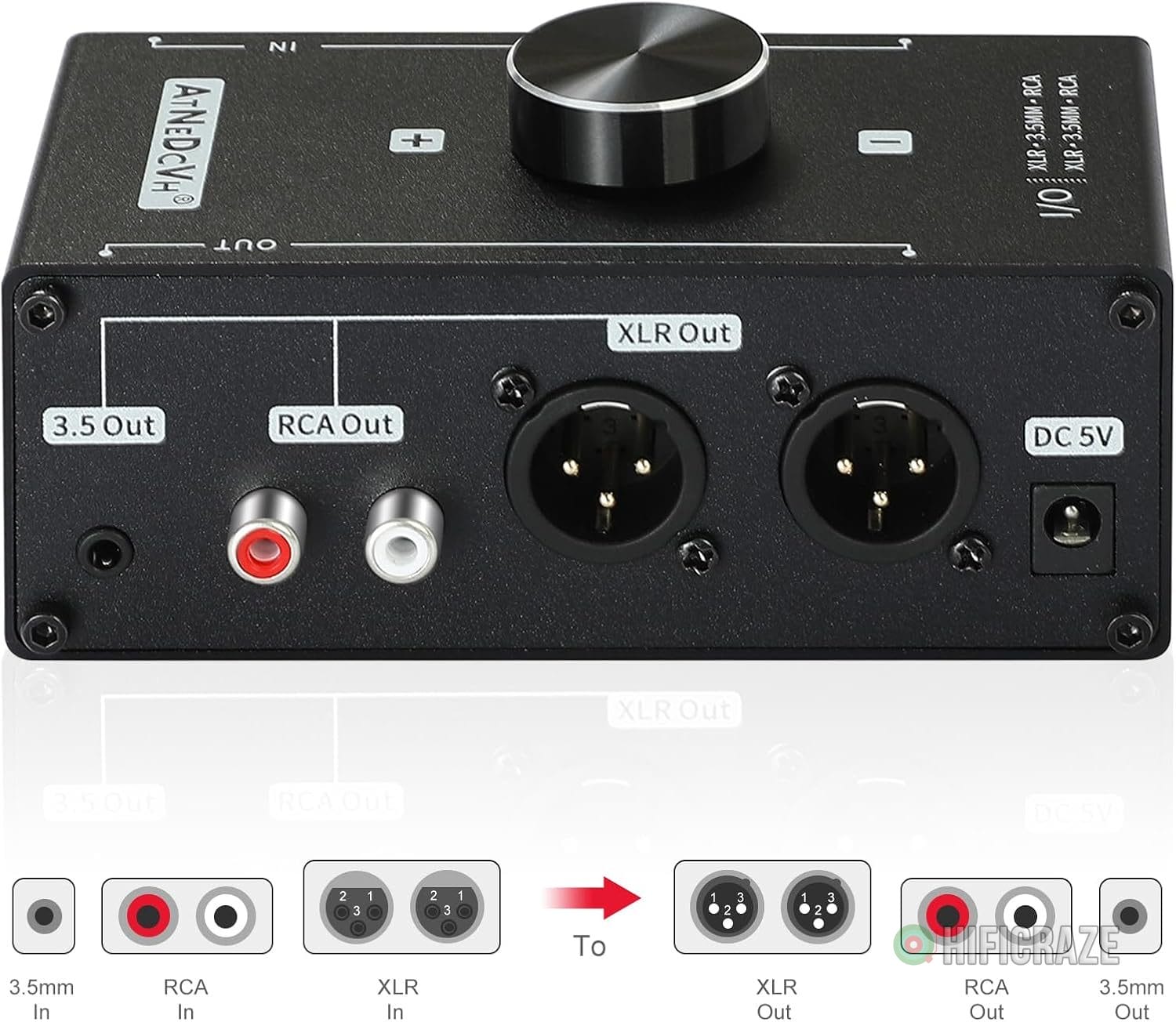 Stereo Audio Preamplifier - XLR Balanced RCA 3.5mm Input to XLR Balanced RCA 3.5mm Output Converter Adapter amp - Headphone Amplifier, Gain 20dB Phono Turntable Phonograph Preamp (Black) 3 Stereo Audio Preamplifier - XLR Balanced RCA 3.5mm Input to XLR Balanced RCA 3.5mm Output Converter Adapter amp - Headphone Amplifier, Gain 20dB Phono Turntable Phonograph Preamp (Black) - Image 3