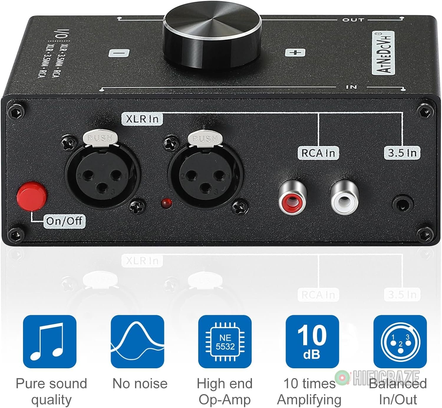 Stereo Audio Preamplifier - XLR Balanced RCA 3.5mm Input to XLR Balanced RCA 3.5mm Output Converter Adapter amp - Headphone Amplifier, Gain 20dB Phono Turntable Phonograph Preamp (Black) 4 Stereo Audio Preamplifier - XLR Balanced RCA 3.5mm Input to XLR Balanced RCA 3.5mm Output Converter Adapter amp - Headphone Amplifier, Gain 20dB Phono Turntable Phonograph Preamp (Black) - Image 4