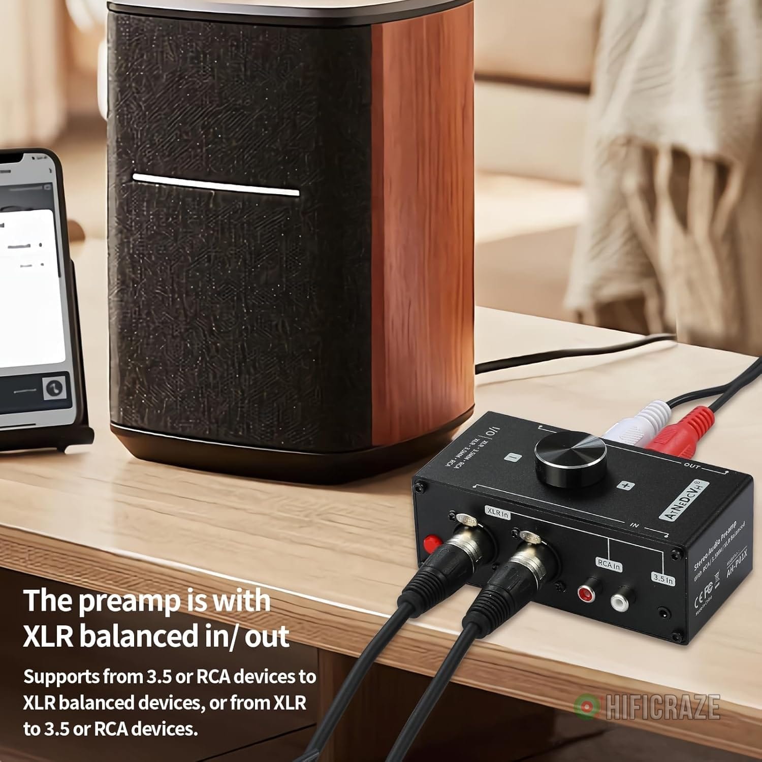 Stereo Audio Preamplifier - XLR Balanced RCA 3.5mm Input to XLR Balanced RCA 3.5mm Output Converter Adapter amp - Headphone Amplifier, Gain 20dB Phono Turntable Phonograph Preamp (Black) 6 Stereo Audio Preamplifier - XLR Balanced RCA 3.5mm Input to XLR Balanced RCA 3.5mm Output Converter Adapter amp - Headphone Amplifier, Gain 20dB Phono Turntable Phonograph Preamp (Black) - Image 6