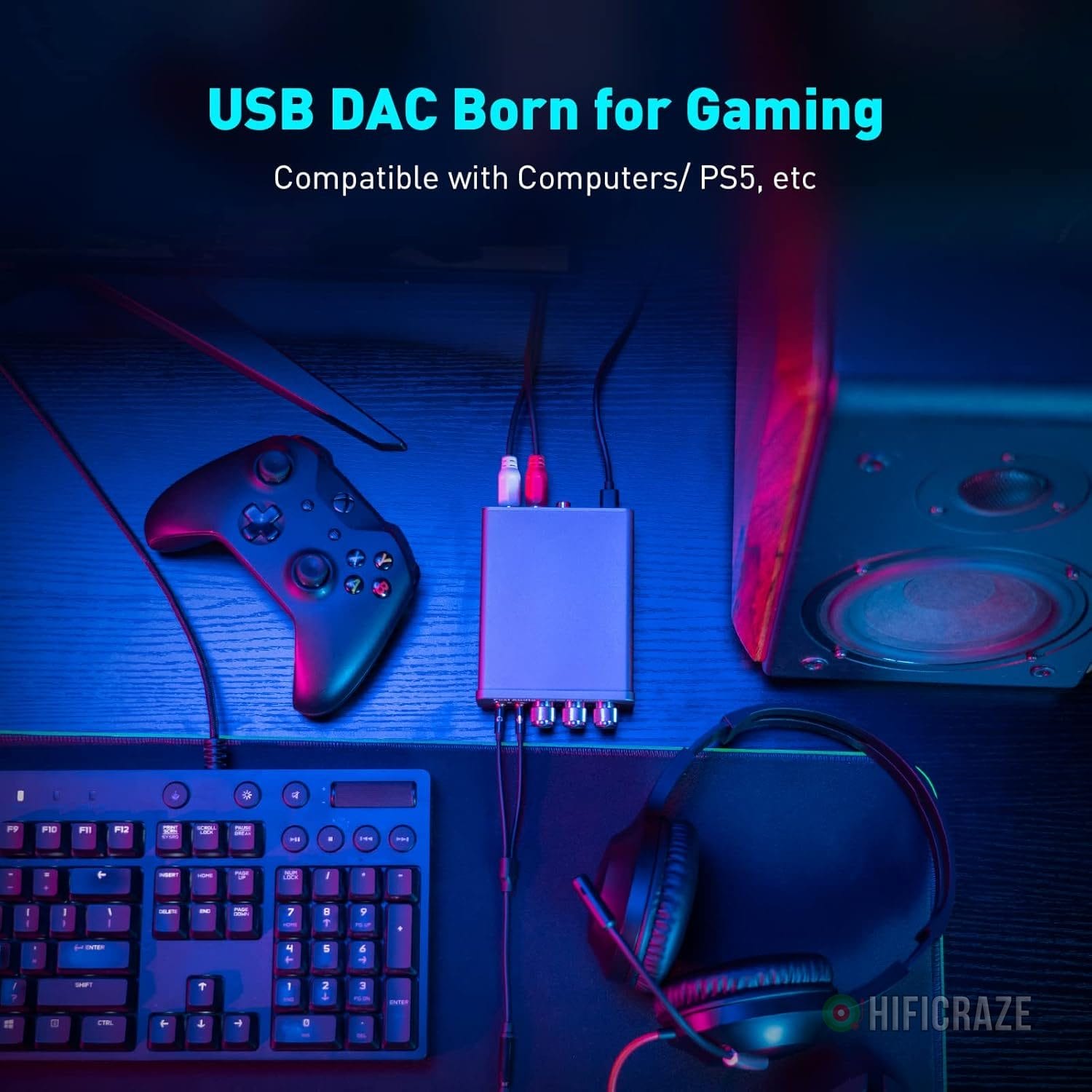 Fosi Audio K5 Pro Gaming DAC Headphone Amplifier Mini Hi-Fi Stereo Digital-to-Analog Audio Converter USB Type C/Optical/Coaxial to RCA/3.5MM AUX for PS5/PC/MAC/Computer - Image 4