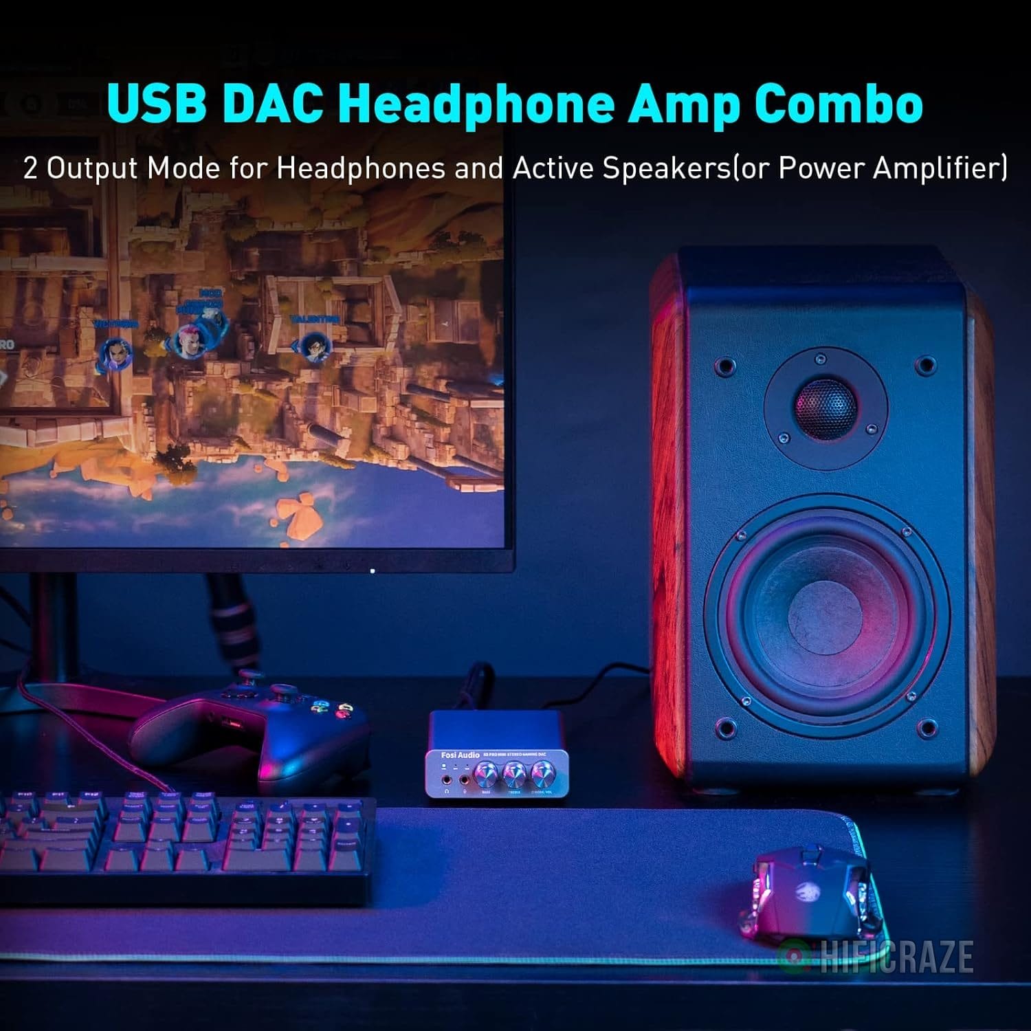 Fosi Audio K5 Pro Gaming DAC Headphone Amplifier Mini Hi-Fi Stereo Digital-to-Analog Audio Converter USB Type C/Optical/Coaxial to RCA/3.5MM AUX for PS5/PC/MAC/Computer - Image 5