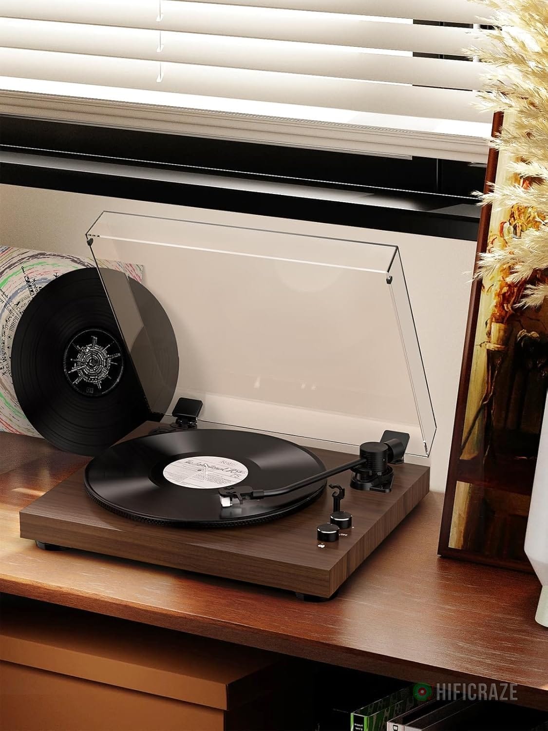 Record Player Belt-Drive Turntable with Bluetooth Output Connectivity Support 2 Speeds (33&45RPM) RCA Output Line Vinyl Record Player with Magnetic Cartridge Built-in Phono Pre-amp - Image 6