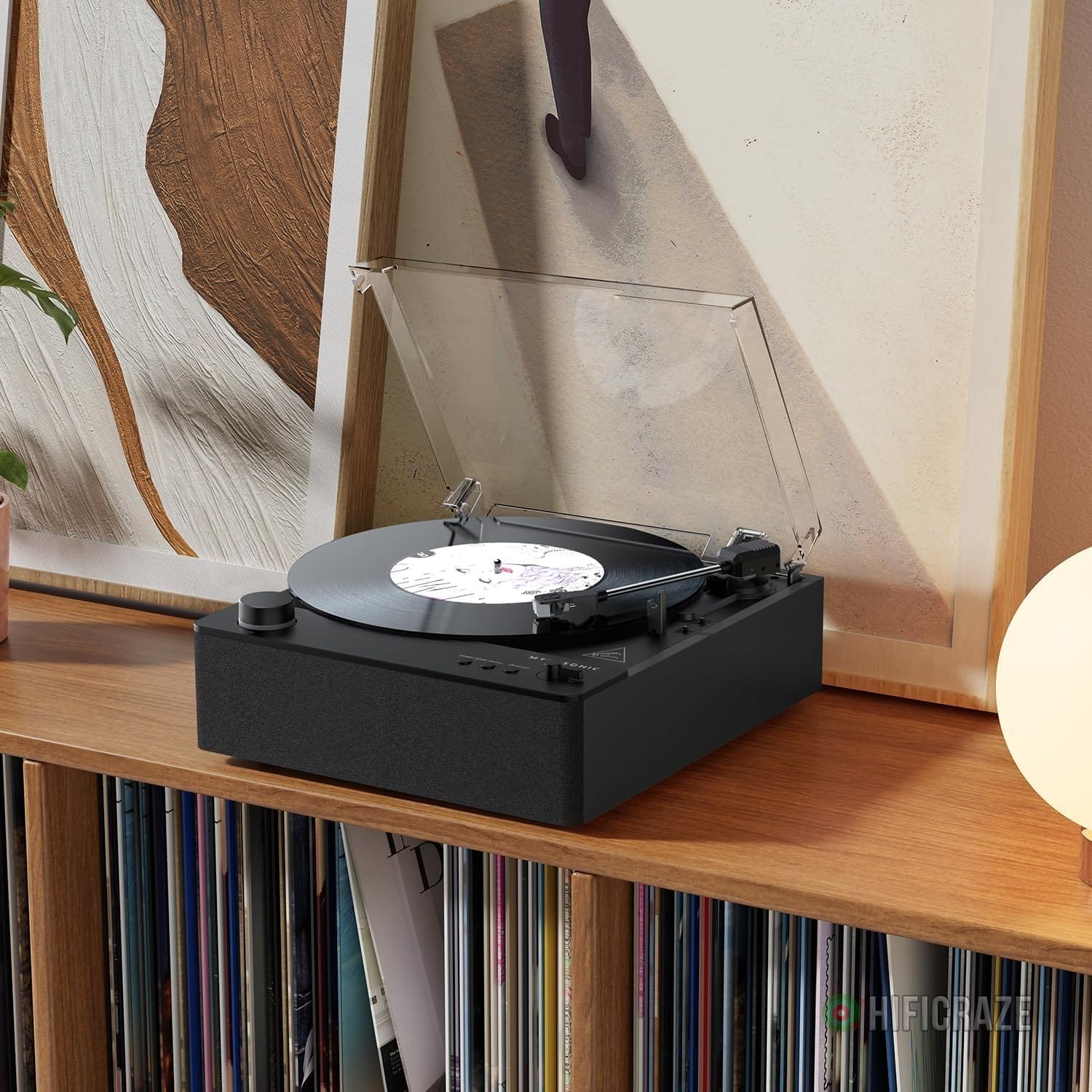 Fully Automatic Record Player, Bluetooth Belt Drive Vinyl Turntable, Magnetic AT-3600L Cartridge, Bluetooth in & Out, Hi-Fi Stereo Speakers, Aux in Headphone, RCA Out, Anti-Resonance - Black - Image 7
