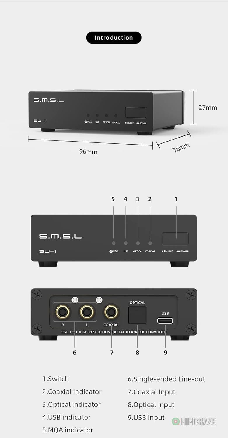 S.M.S.L SU-1 MQA MQA-CD Audio Decoder AK4493S XU316 768kHz/32Bit DSD512 Hi-Res DAC 4 S.M.S.L SU-1 MQA MQA-CD Audio Decoder AK4493S XU316 768kHz/32Bit DSD512 Hi-Res DAC - Image 4