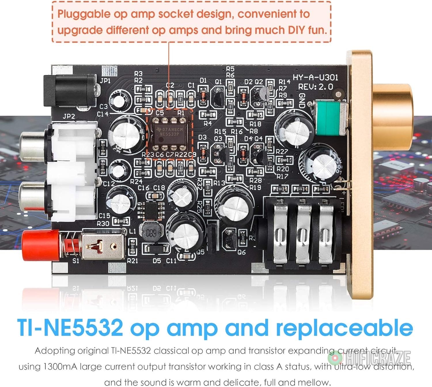 Douk Audio U3 Headphone Amps, Mini Hi-Fi Amplifier for Home Desktop PC 6.35mm / 3.5mm Headsets, Class A, RCA Input, DC 5V 3 Douk Audio U3 Headphone Amps, Mini Hi-Fi Amplifier for Home Desktop PC 6.35mm / 3.5mm Headsets, Class A, RCA Input, DC 5V - Image 3