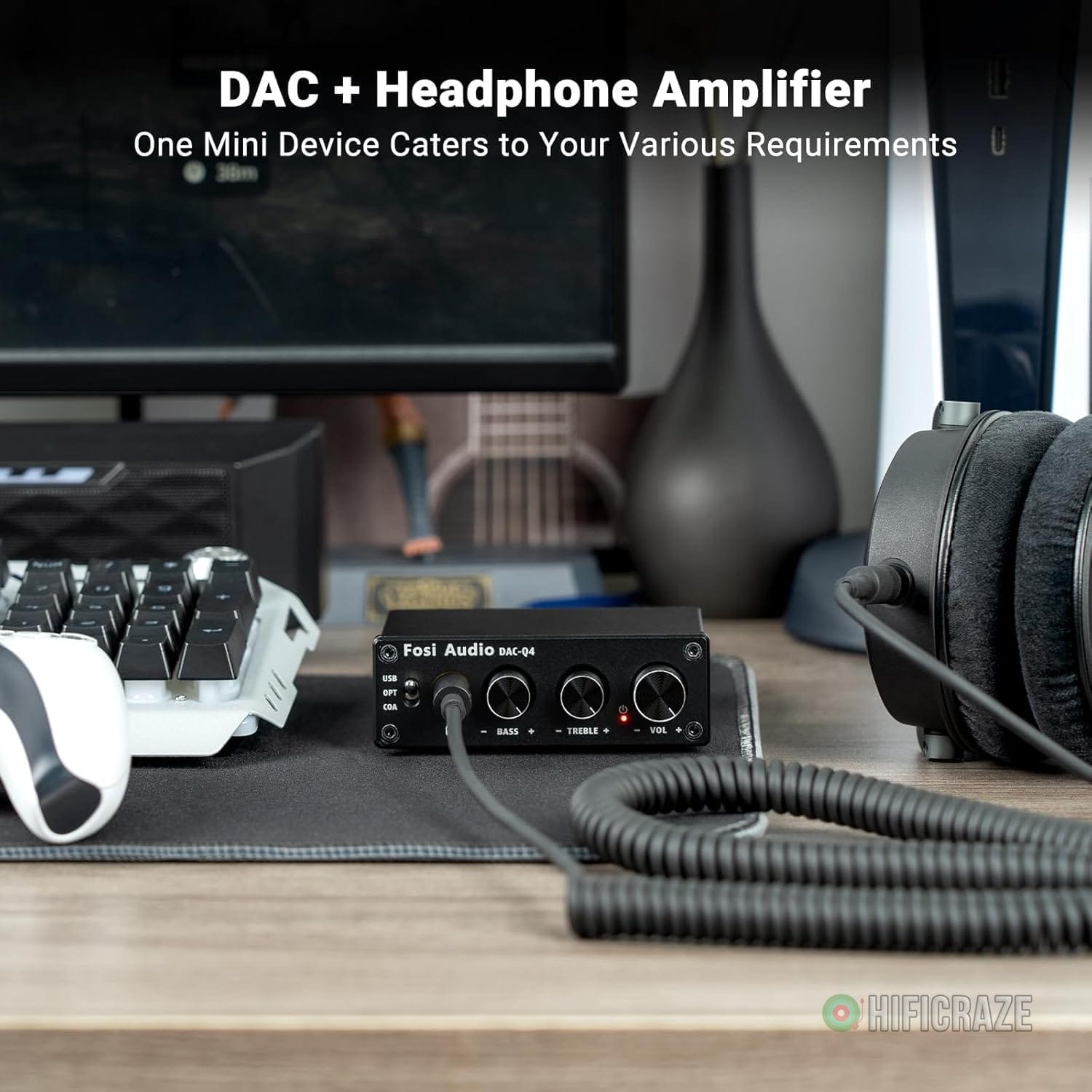 Fosi Audio Q4 DAC Headphone Amp for PC, Desktop Digital to Analog Audio Converter for Home Stereo Amplifier and Powered Speakers, PC-USB/Optical/Coaxial Inputs, 3.5mm Headphone/RCA Outputs 3 Fosi Audio Q4 DAC Headphone Amp for PC, Desktop Digital to Analog Audio Converter for Home Stereo Amplifier and Powered Speakers, PC-USB/Optical/Coaxial Inputs, 3.5mm Headphone/RCA Outputs - Image 3