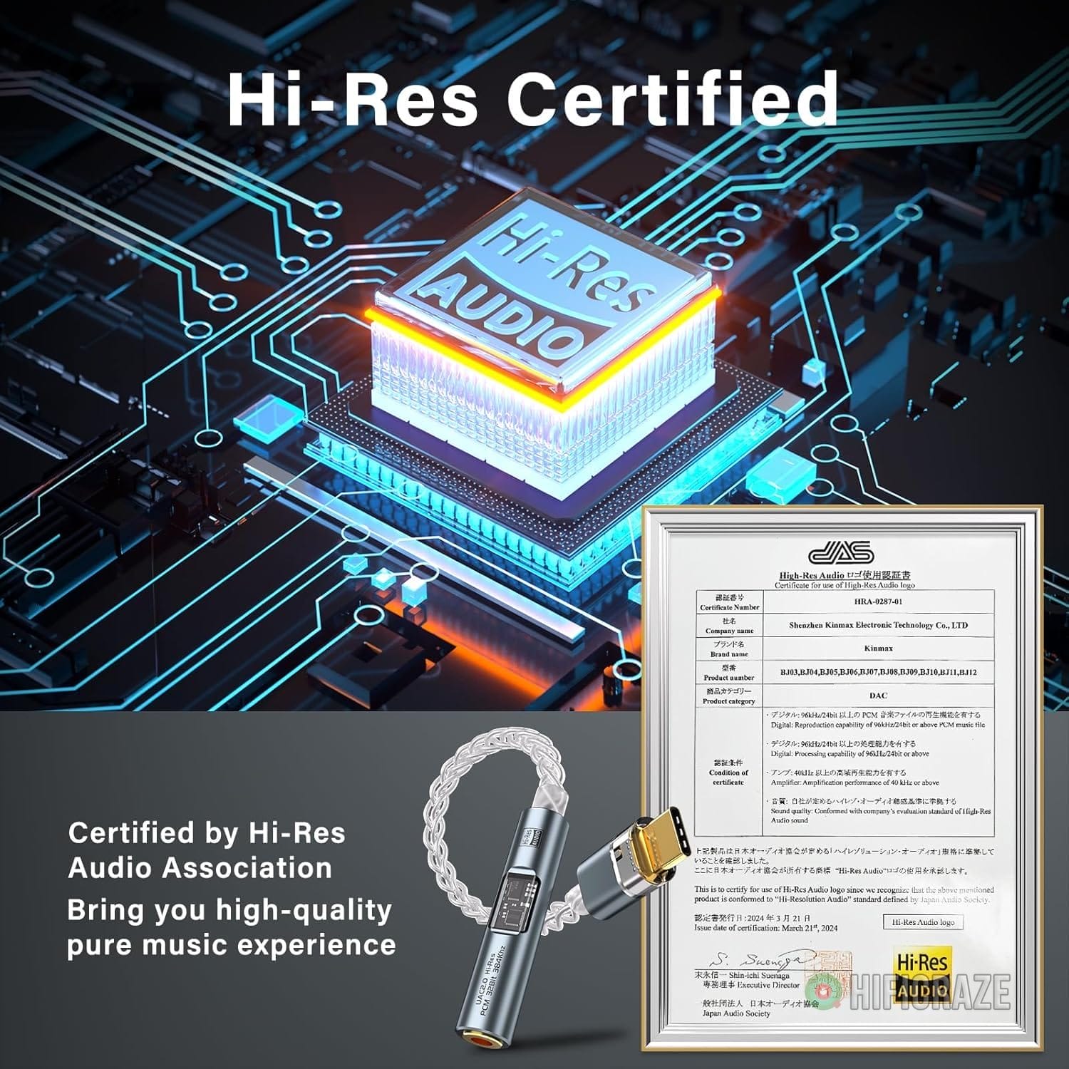 USB C to 3.5mm Audio Headphone Adapter DAC Dongle, CX31993 Audio Converter with HiFi Amplifier, Type C to AUX with USB-A Adapter for Android iPhone Mac Windows iPad Switch PS5 5 USB C to 3.5mm Audio Headphone Adapter DAC Dongle, CX31993 Audio Converter with HiFi Amplifier, Type C to AUX with USB-A Adapter for Android iPhone Mac Windows iPad Switch PS5 - Image 5
