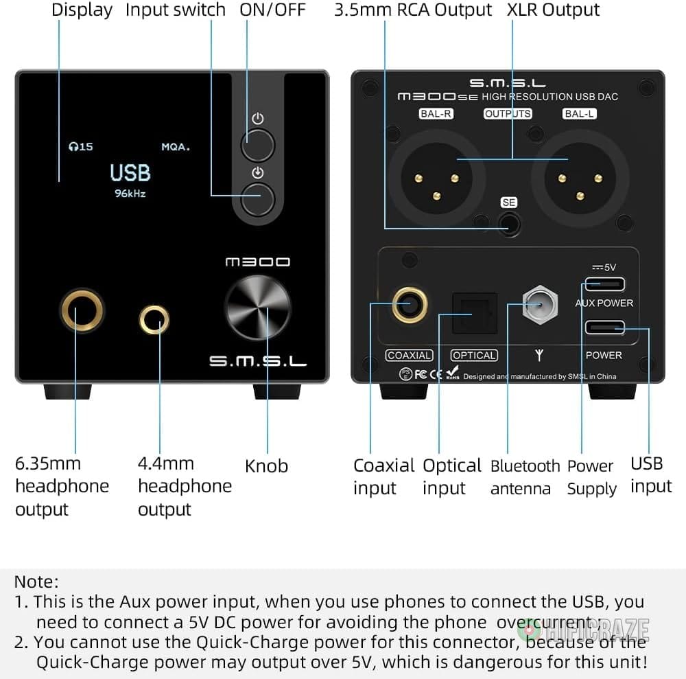 SMSL M300SE(Upgraded),Two CS43131 Chip MQA Audio Decoder,Ear Amplifier,Third Generation XMOS,PCM768kHz/32bit DSD256,DOP64,5 PCM Filters,True Balanced Output XLR,THD+N -117dB - Image 6