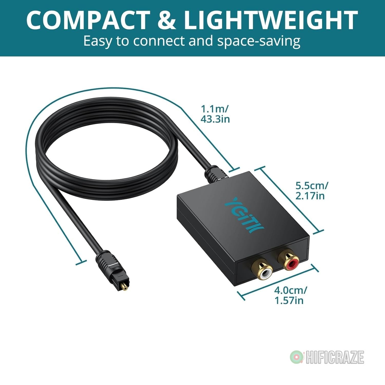 192kHz DAC Digital to Analog Audio Converter with Digital Audio Optical Cable,SPDIF Toslink Optical to RCA Converter for HDTV, DVD, Blu-Ray Players and Game Consoles 4 192kHz DAC Digital to Analog Audio Converter with Digital Audio Optical Cable,SPDIF Toslink Optical to RCA Converter for HDTV, DVD, Blu-Ray Players and Game Consoles - Image 4