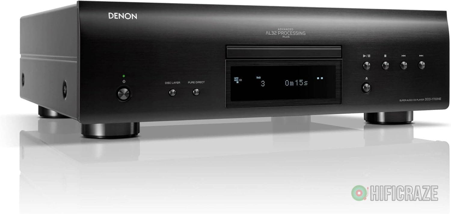 Denon DCD-1700NE CD/SACD Player, Ultra-Precision 192 kHz/32 Bit D/A Converter, Vibration-Resistant Design, Supports DSD, FLAC, and WAV Files, Pure Direct Mode, 2 Digital Audio Outputs, Black 4 Denon DCD-1700NE CD/SACD Player, Ultra-Precision 192 kHz/32 Bit D/A Converter, Vibration-Resistant Design, Supports DSD, FLAC, and WAV Files, Pure Direct Mode, 2 Digital Audio Outputs, Black - Image 4