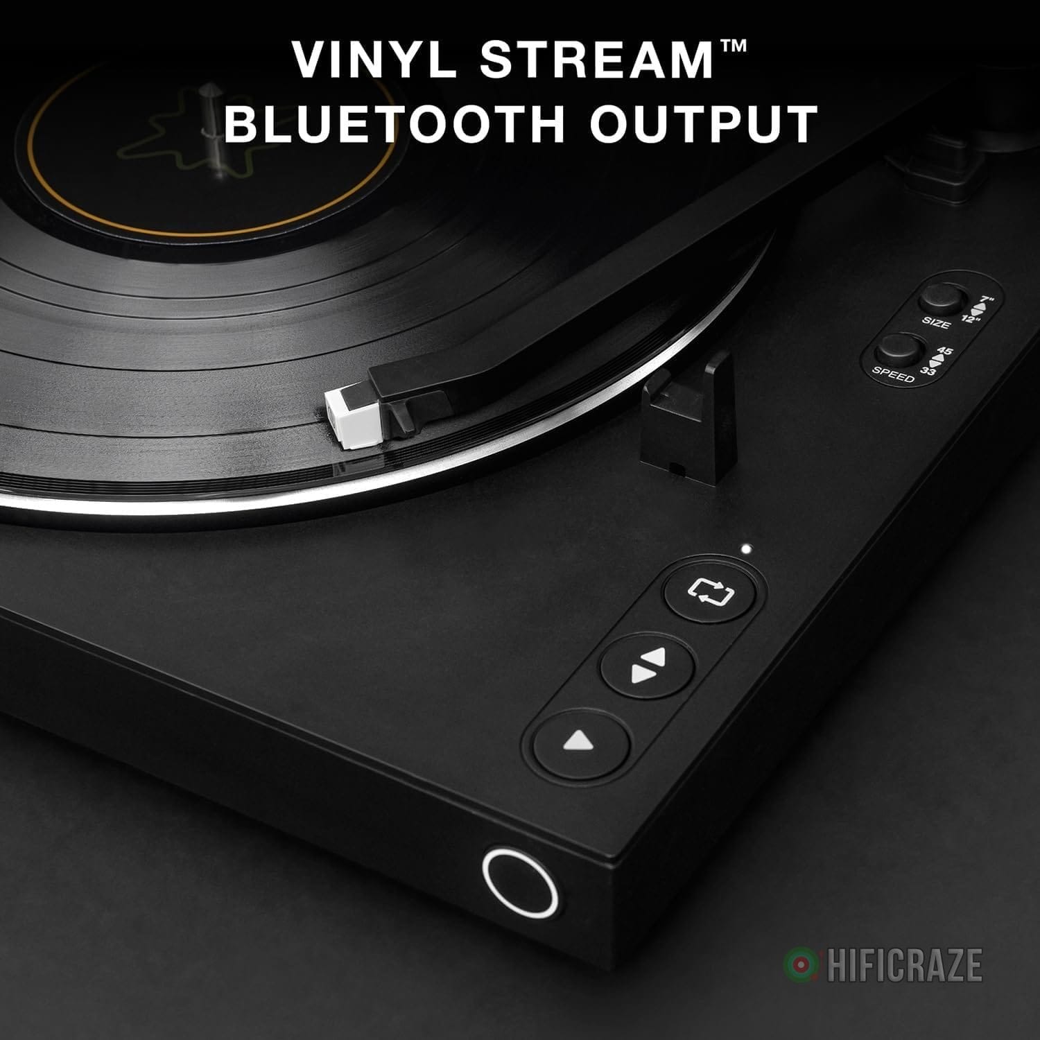 Victrola Automatic – Fully Automatic Bluetooth Turntable – Audio Technica ATN3600L Cartridge, 2-Speed Vinyl Record Player, Aluminum Platter, Switchable Preamp, Repeat Mode, Dust Cover (Black) - Image 4