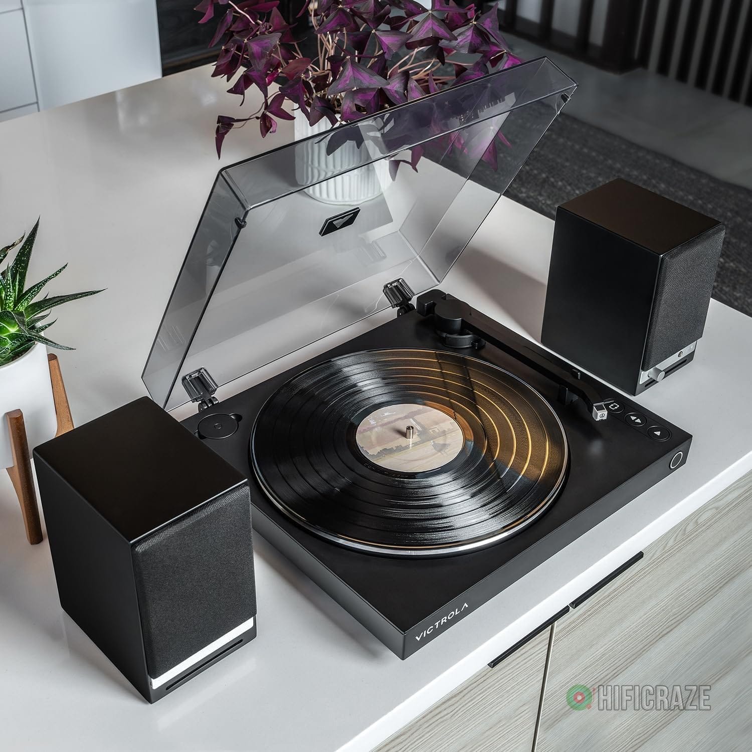 Victrola Automatic – Fully Automatic Bluetooth Turntable – Audio Technica ATN3600L Cartridge, 2-Speed Vinyl Record Player, Aluminum Platter, Switchable Preamp, Repeat Mode, Dust Cover (Black) - Image 11