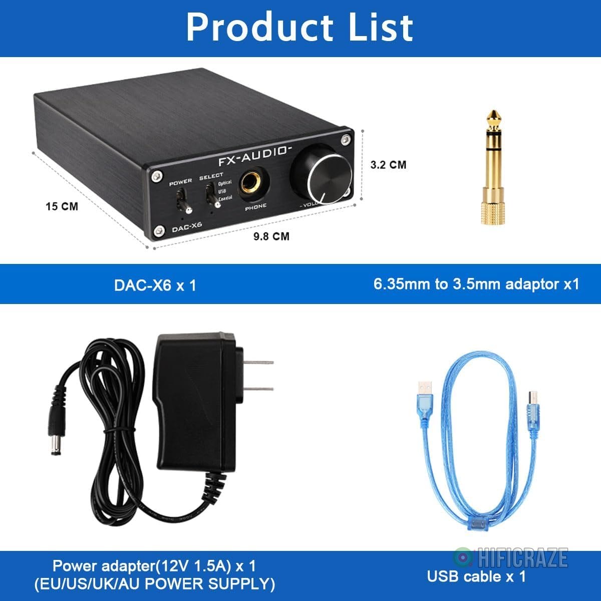 FX-Audio DAC-X6 Headphone amp Mini HiFi 2.0 Digital Audio Decoder DAC Input USB/Coaxial/Optical Output RCA/Headphone Amplifier 24Bit/96KHz DC12V (Black) 4 FX-Audio DAC-X6 Headphone amp Mini HiFi 2.0 Digital Audio Decoder DAC Input USB/Coaxial/Optical Output RCA/Headphone Amplifier 24Bit/96KHz DC12V (Black) - Image 4