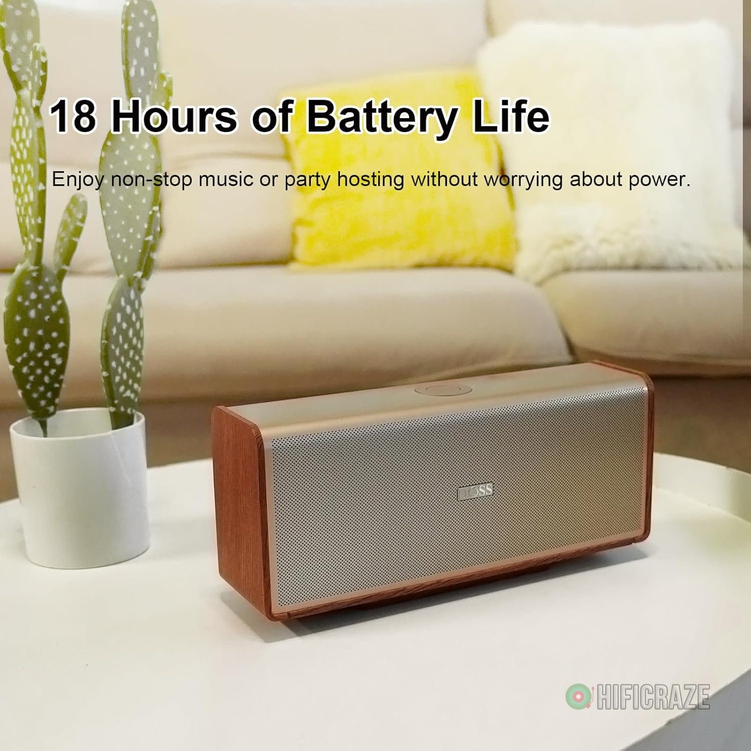 DOSS SoundBox Ultra Bluetooth Speaker with 2.1 Channel Audio, 80W Superior Sound with Deep Bass, Two DSP Technologies, 18H Playtime, BT 5.3, Wireless for Home, Office, Bedroom-Gold 6 DOSS SoundBox Ultra Bluetooth Speaker with 2.1 Channel Audio, 80W Superior Sound with Deep Bass, Two DSP Technologies, 18H Playtime, BT 5.3, Wireless for Home, Office, Bedroom-Gold - Image 6