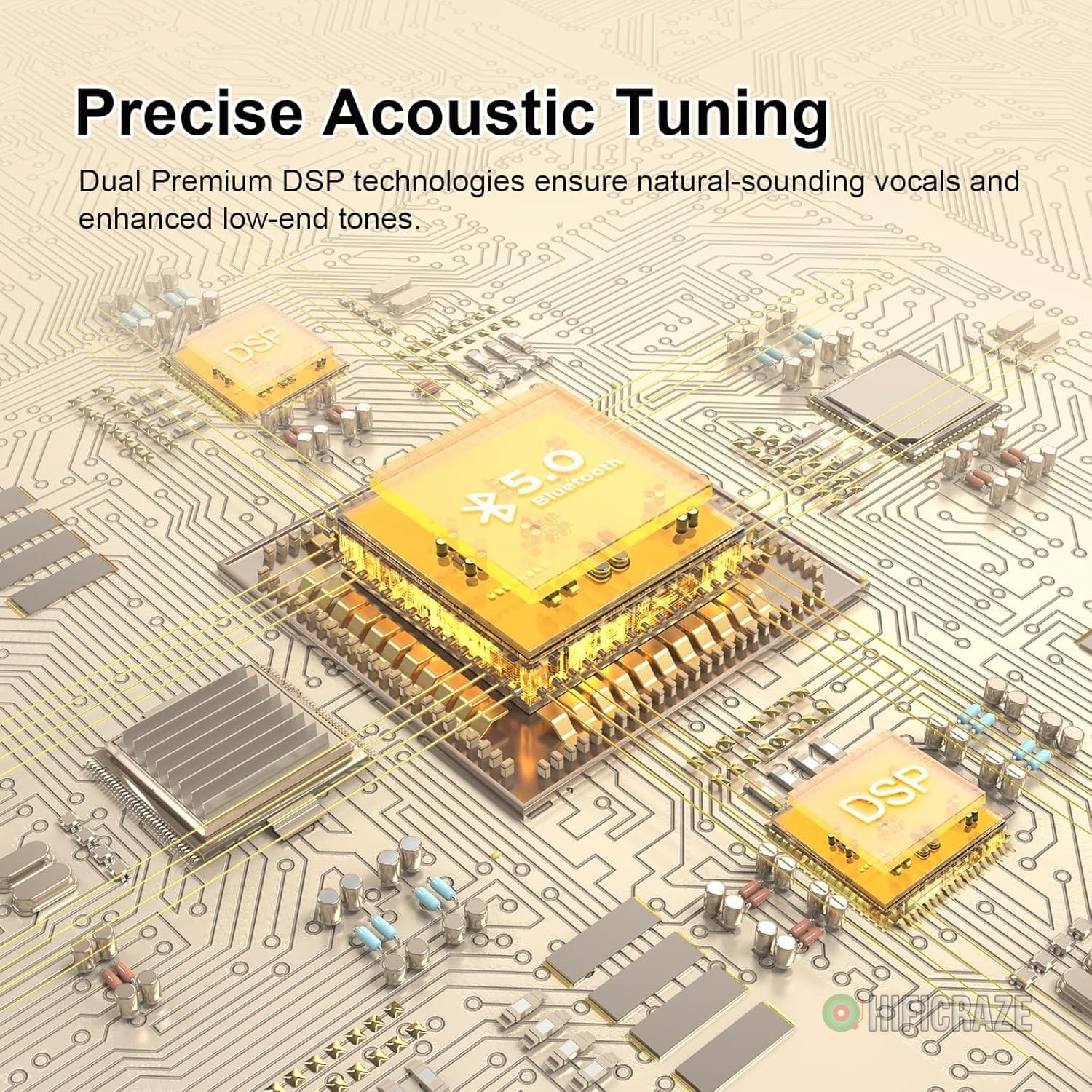 DOSS SoundBox XL Bluetooth Speaker with Subwoofer, 32W Loud Sound with Booming Bass, Dual DSP Technologies, 10H Playtime, USB-C, TWS, 2.1 Audio Channel for Home, Indoor and Office - Gold 3 DOSS SoundBox XL Bluetooth Speaker with Subwoofer, 32W Loud Sound with Booming Bass, Dual DSP Technologies, 10H Playtime, USB-C, TWS, 2.1 Audio Channel for Home, Indoor and Office - Gold - Image 3