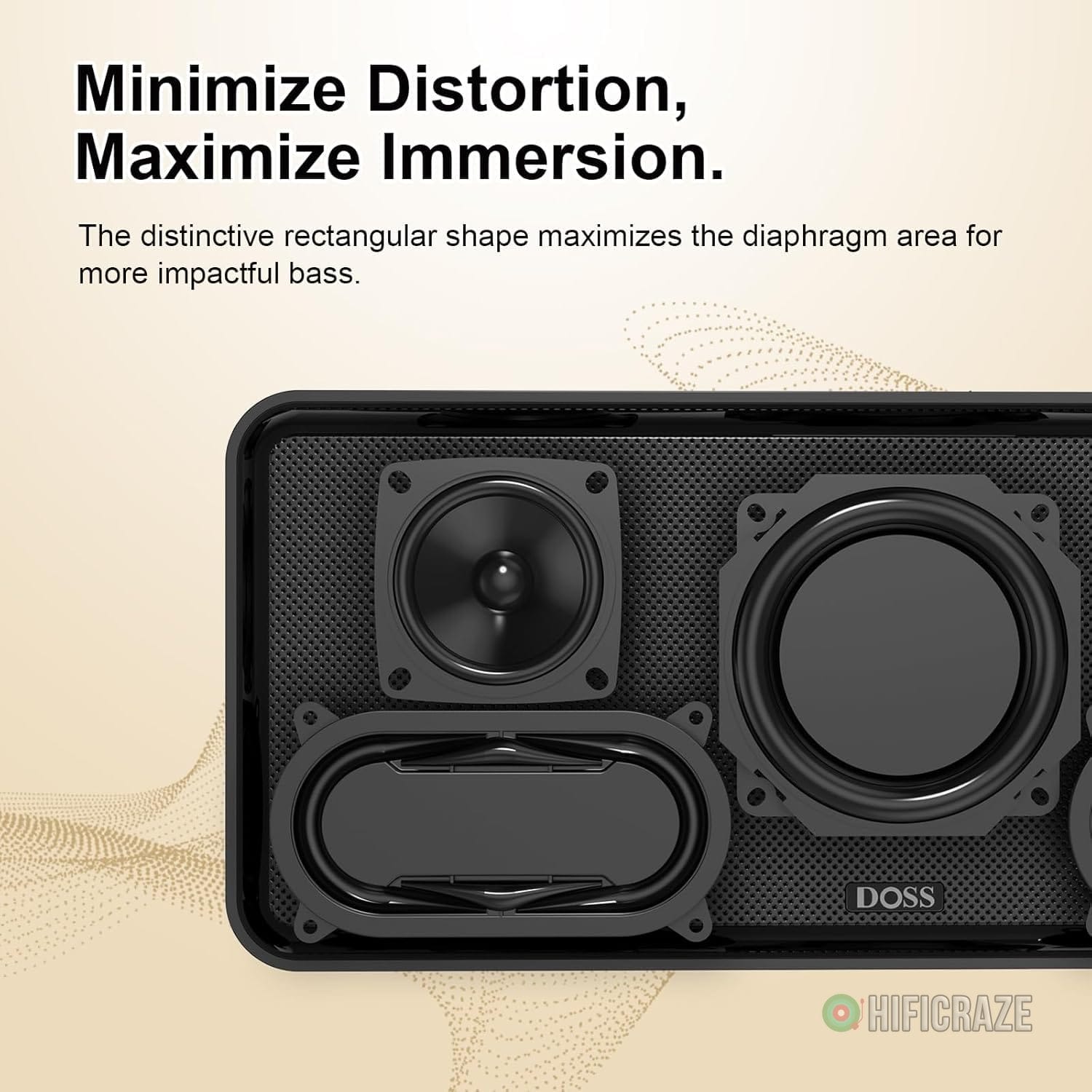 DOSS SoundBox XL Bluetooth Speaker with Subwoofer, 32W Loud Sound with Booming Bass, Dual DSP Technologies, 10H Playtime, USB-C, TWS, 2.1 Audio Channel for Home, Indoor and Office - Gold 4 DOSS SoundBox XL Bluetooth Speaker with Subwoofer, 32W Loud Sound with Booming Bass, Dual DSP Technologies, 10H Playtime, USB-C, TWS, 2.1 Audio Channel for Home, Indoor and Office - Gold - Image 4