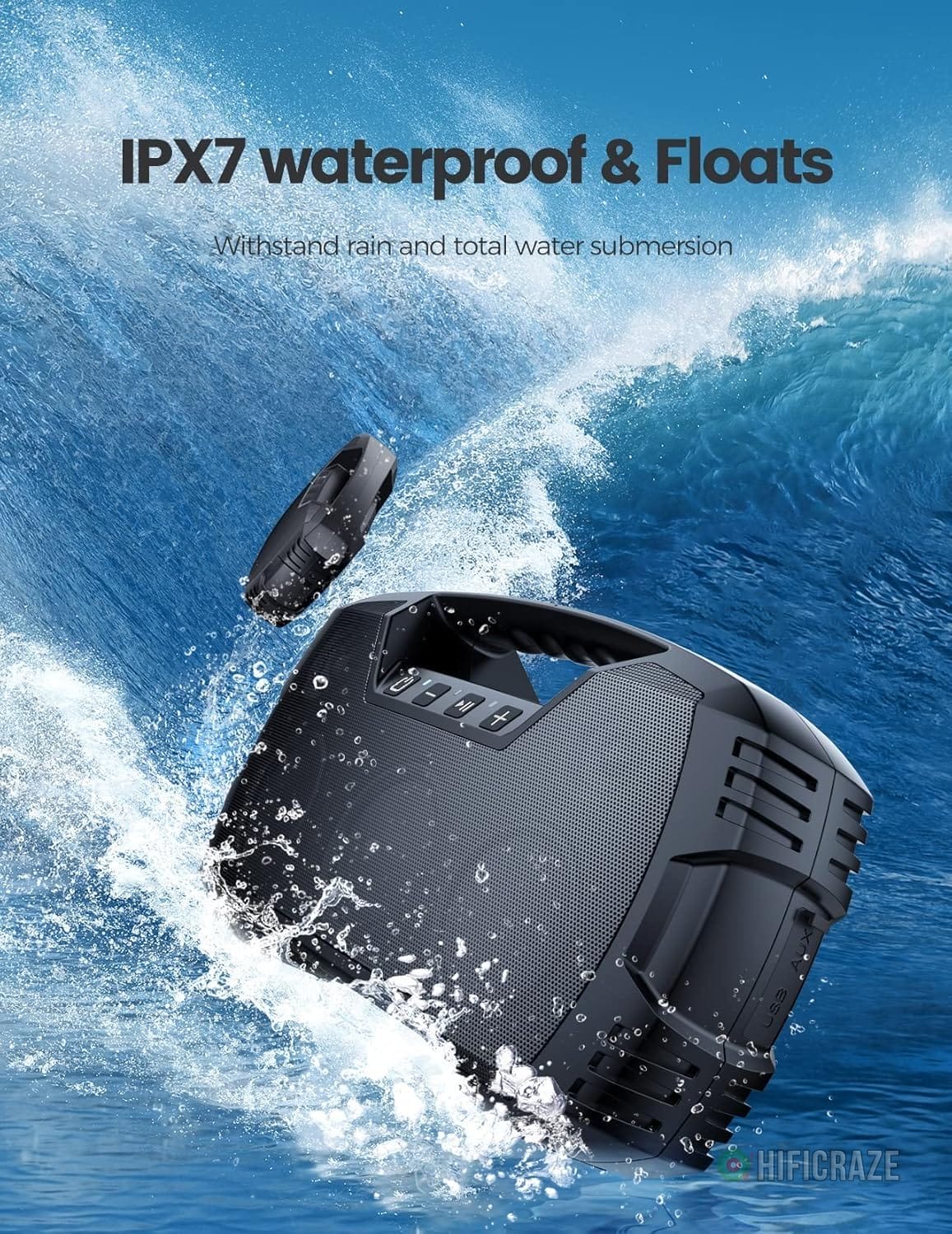 IPX7 Waterproof Bluetooth Speaker, 40W(60 Peak) Portable Wireless Speakers with Subwoofer, 32H Playtime, Stereo Loud Sound, Deep Bass, Bluetooth 5.0 with Handle for Pool, Beach, Outdoor, Gifts 3 IPX7 Waterproof Bluetooth Speaker, 40W(60 Peak) Portable Wireless Speakers with Subwoofer, 32H Playtime, Stereo Loud Sound, Deep Bass, Bluetooth 5.0 with Handle for Pool, Beach, Outdoor, Gifts - Image 3