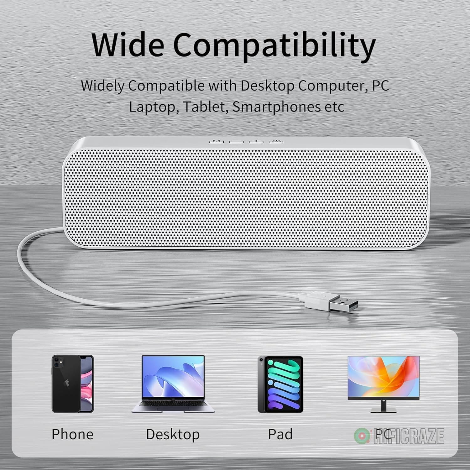 USB Computer Speakers,Pc Speakers for Desktop,Stereo Sound & Rich Bass,with 3.5mm Aux-in,Bluetooth,TF Card Port,USB Powered Speakers for Desktop Monitor,for Web Conferences,Offices,Teacher,Music - Image 6