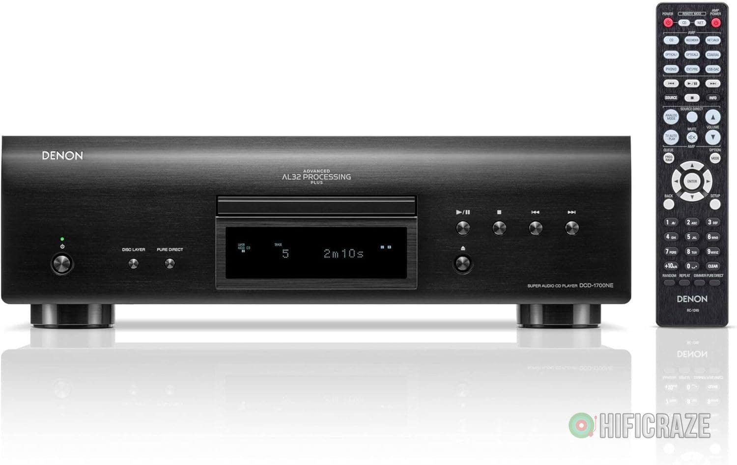 Denon DCD-1700NE CD/SACD Player, Ultra-Precision 192 kHz/32 Bit D/A Converter, Vibration-Resistant Design, Supports DSD, FLAC, and WAV Files, Pure Direct Mode, 2 Digital Audio Outputs, Black 2 Denon DCD-1700NE CD/SACD Player, Ultra-Precision 192 kHz/32 Bit D/A Converter, Vibration-Resistant Design, Supports DSD, FLAC, and WAV Files, Pure Direct Mode, 2 Digital Audio Outputs, Black - Image 2