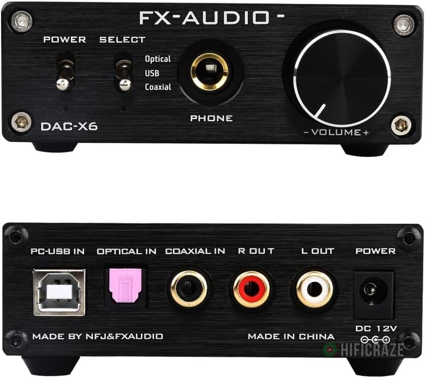 FX-Audio DAC-X6 Headphone amp Mini HiFi 2.0 Digital Audio Decoder DAC Input USB/Coaxial/Optical Output RCA/Headphone Amplifier 24Bit/96KHz DC12V (Black) 2 FX-Audio DAC-X6 Headphone amp Mini HiFi 2.0 Digital Audio Decoder DAC Input USB/Coaxial/Optical Output RCA/Headphone Amplifier 24Bit/96KHz DC12V (Black) - Image 2