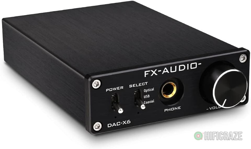 FX-Audio DAC-X6 Headphone amp Mini HiFi 2.0 Digital Audio Decoder DAC Input USB/Coaxial/Optical Output RCA/Headphone Amplifier 24Bit/96KHz DC12V (Black)