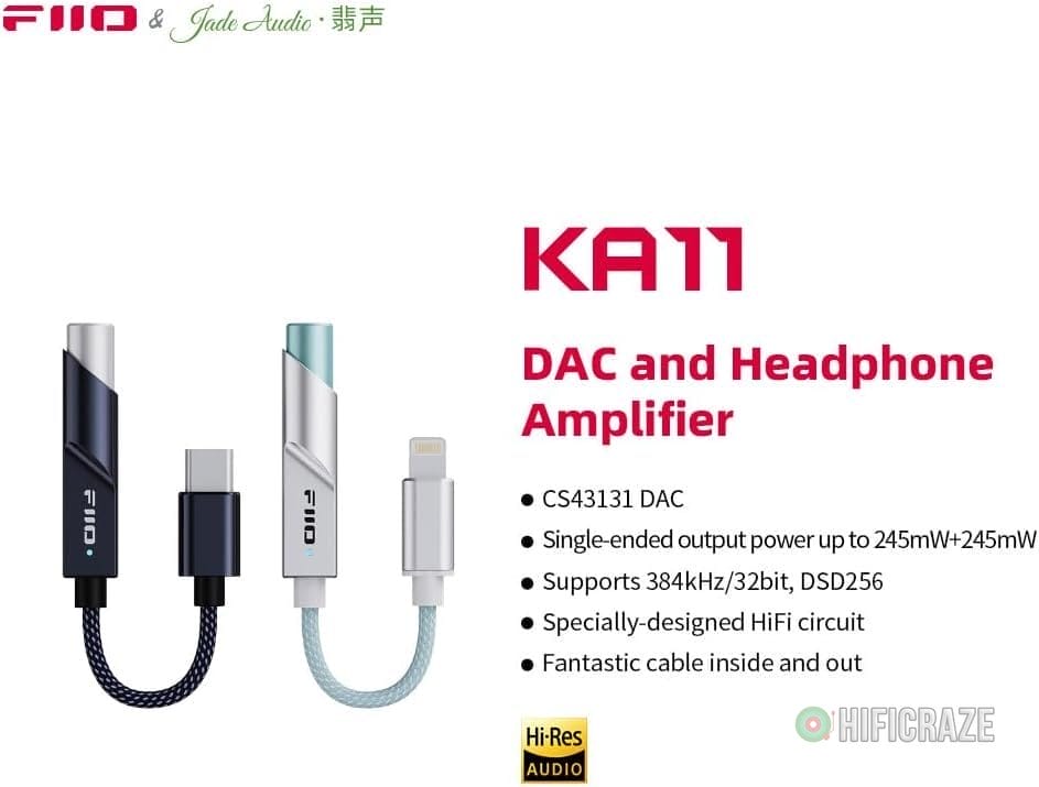 FiiO KA11 USB C to 3.5mm Audio Adapter 32bit/384KHz, USB Type C Dongle HiFi DAC Amplifier for Android/iOS/Windows/Mac (Silver, TC) 2 FiiO KA11 USB C to 3.5mm Audio Adapter 32bit/384KHz, USB Type C Dongle HiFi DAC Amplifier for Android/iOS/Windows/Mac (Silver, TC) - Image 2