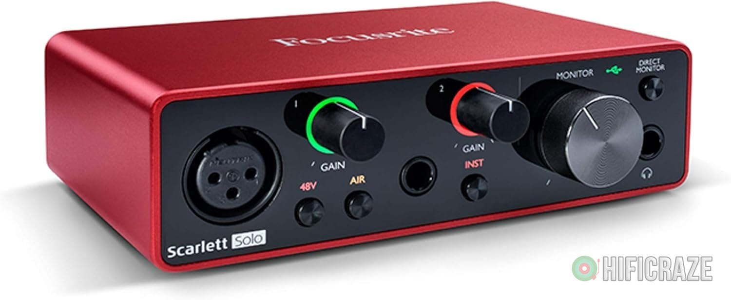 Focusrite Scarlett Solo 3rd Gen USB Audio Interface for Guitarists, Vocalists, Podcasters or Producers to record and playback studio quality sound 1 xlr dac