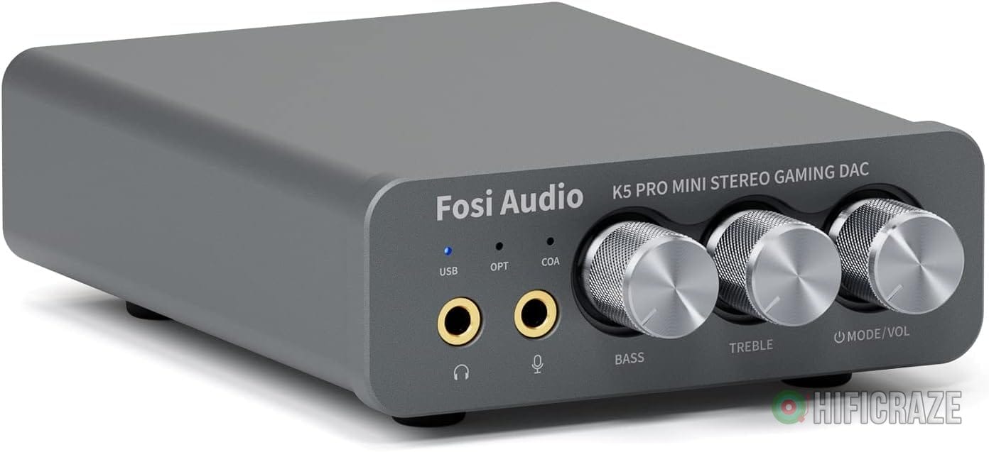 Fosi Audio K5 Pro Gaming DAC Headphone Amplifier Mini Hi-Fi Stereo Digital-to-Analog Audio Converter USB Type C/Optical/Coaxial to RCA/3.5MM AUX for PS5/PC/MAC/Computer