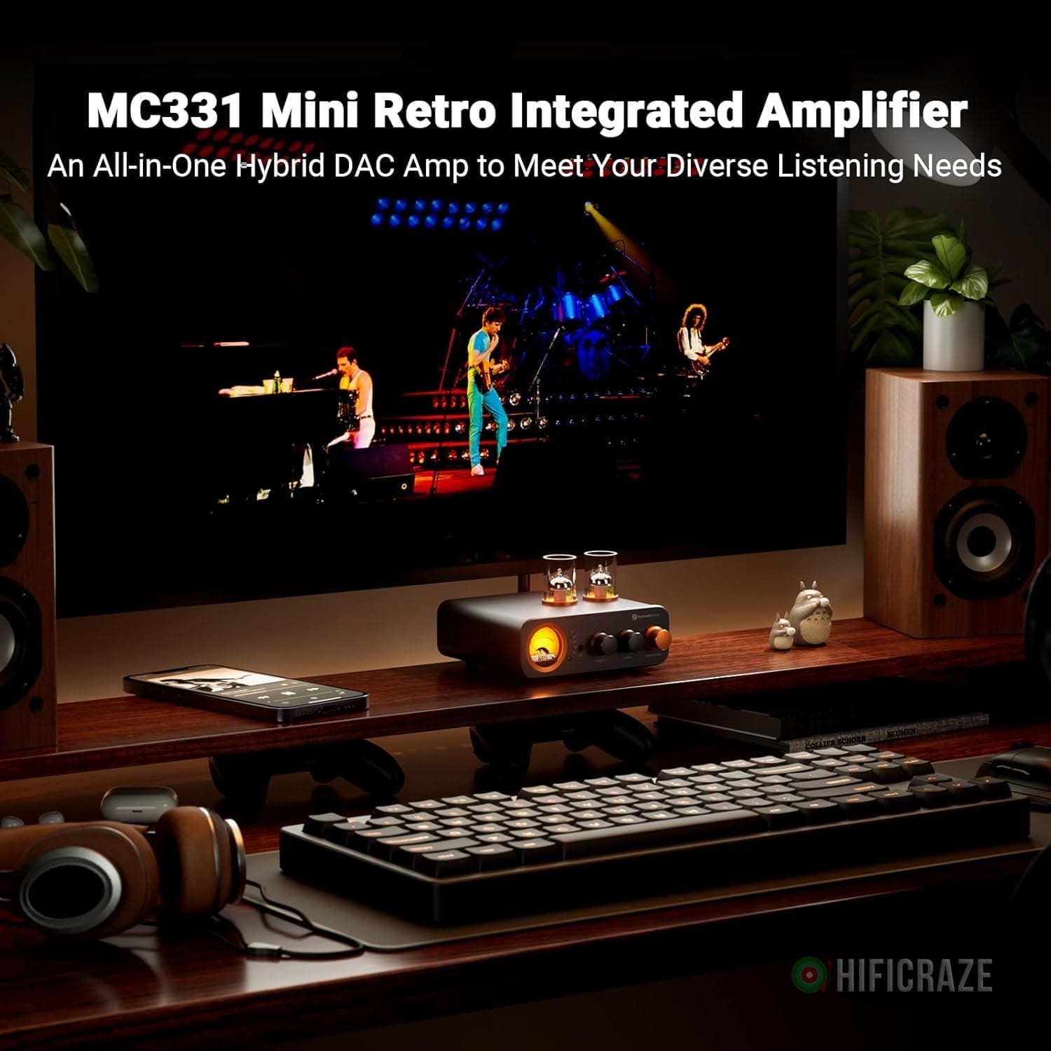 Fosi Audio MC331 Tube Integrated Amplifier with DAC, 2 Channel Home Audio Stereo Power Amp for HiFi Bookshelf Speakers/3.5mm Headphones, Vintage VU Meter Preamp with Bluetooth and USB/Opt/Coax/RCA - Image 2