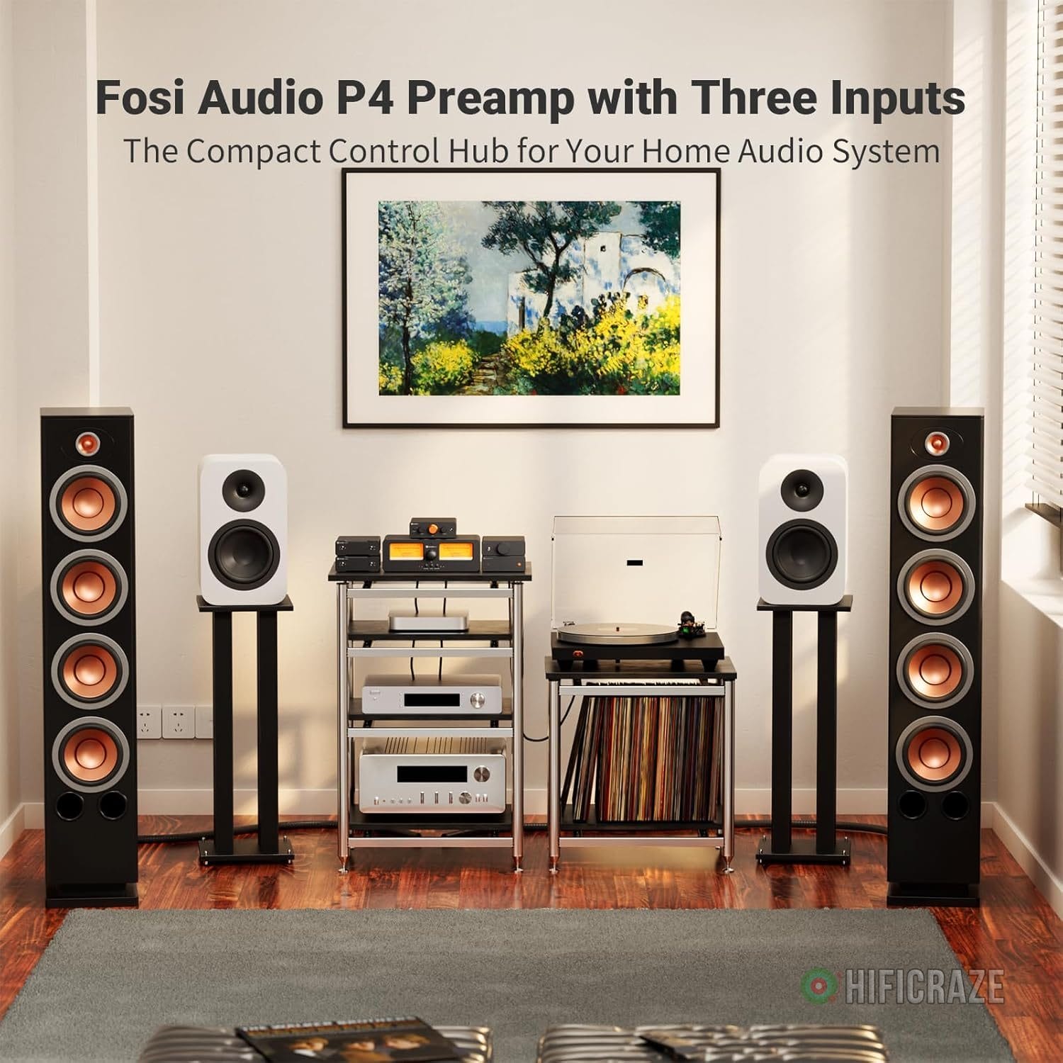 Fosi Audio P4 Mini Preamp with 3 RCA Inputs, Home Audio Stereo Pre amp for Amplifier/Active Subwoofer/Speakers, Preamplifier with 3-Level Adjustable Gain 3/6/9 dB, Bass and Treble Control 2 Fosi Audio P4 Mini Preamp with 3 RCA Inputs, Home Audio Stereo Pre amp for Amplifier/Active Subwoofer/Speakers, Preamplifier with 3-Level Adjustable Gain 3/6/9 dB, Bass and Treble Control - Image 2