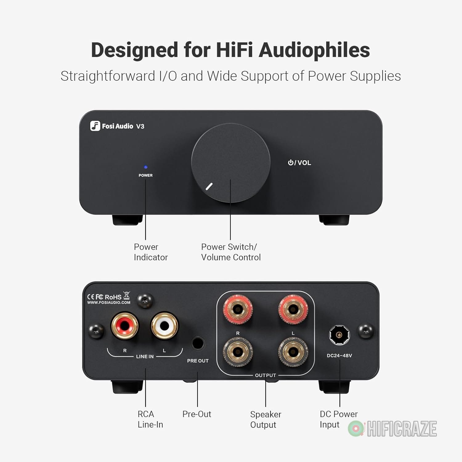 Fosi Audio V3 Stereo Amplifier Home Audio 300 Watts x2 Power TPA3255 Class D Mini Amp 2 Channel Audio Component for Passive Bookshelf Tower Speakers Desktop Home Theater with 32V Power Supply 2 Fosi Audio V3 Stereo Amplifier Home Audio 300 Watts x2 Power TPA3255 Class D Mini Amp 2 Channel Audio Component for Passive Bookshelf Tower Speakers Desktop Home Theater with 32V Power Supply - Image 2
