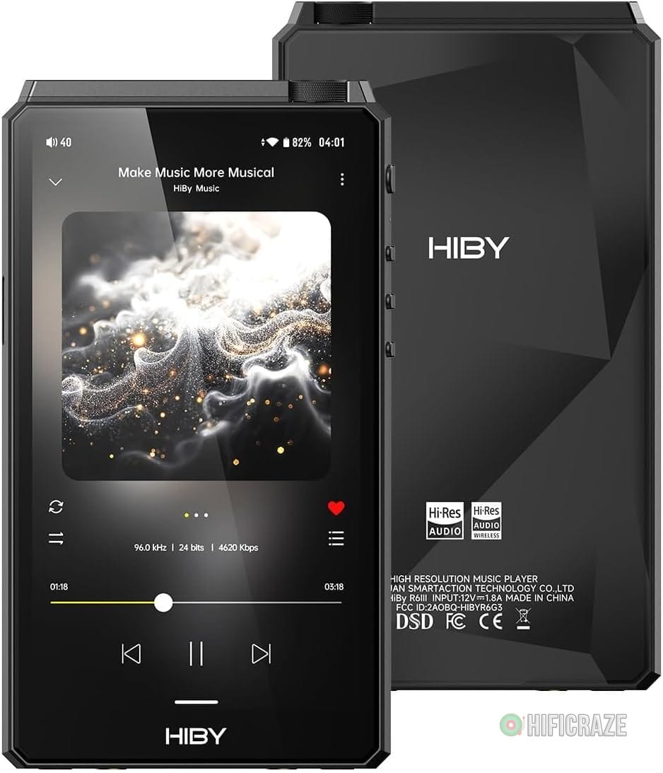 HiBy R6III 2025 DAP Player Hi Res Audio MP3 Player with Class A&AB Amp/Android 12/Bluetooth 5.0/WiFi/64G+2TB Expandable Memory