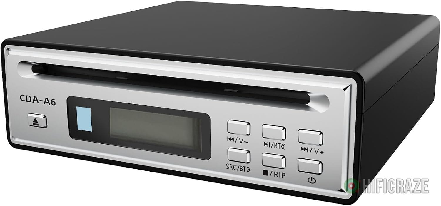 High-Fidelity CD Player with Bluetooth 5.3 | Supports WAV Ripping from Original CD Tracks | USB Playback | 3.5mm Stereo & Optical Output (Silvery)(Remote Uses AAA Batteries – No Button Cells)