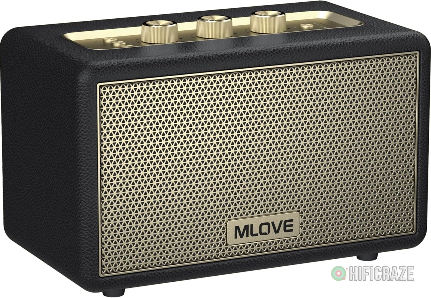 MLOVE A200 Portable Retro Bluetooth Speaker with Aux Input, USB Port, Micro SD Card Slot – Decorative Wireless Bookshelf Speakers Battery Powered, House Warming Gifts for New Home, Black and Gold