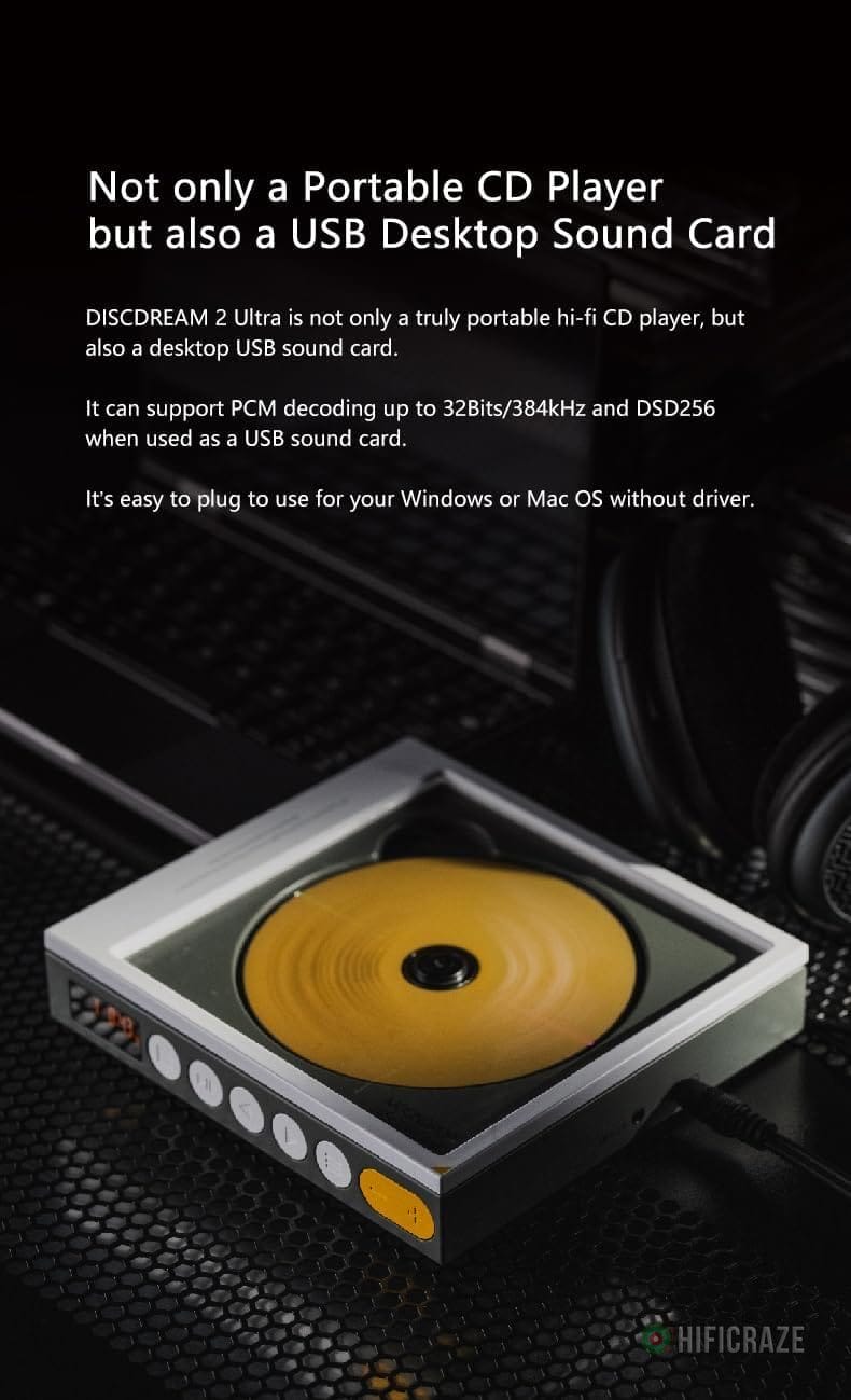 MOONDROP DISCDREAM 2 Portable CD Player USB Desktop Sound Card Function Optical Digital Output