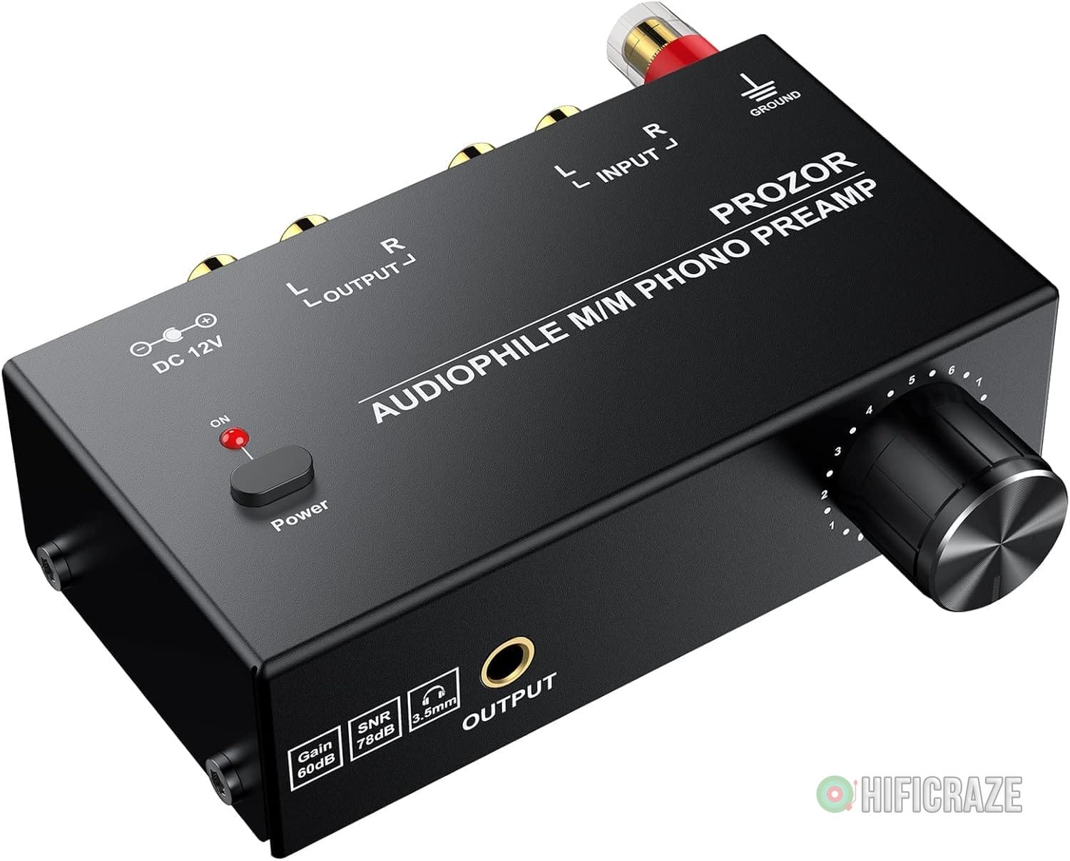 PROZOR Pre Amplifier for Turntable Audiophile M/M Phono preamp with Level Volume Controls with RCA Input, RCA/3.5MM Output interfaces, Low Noise Operation Including 12V 1A Power Adapter 1 control preamp