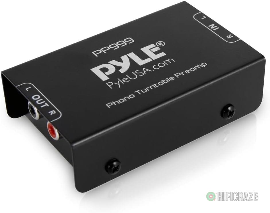 Pyle Mini Phono Turntable Preamp – Low Noise Stereo Preamplifier with RCA Input/Output – 12V DC Adapter – High-Fidelity Audio for Vinyl – Phonograph – Home Audio – PP999