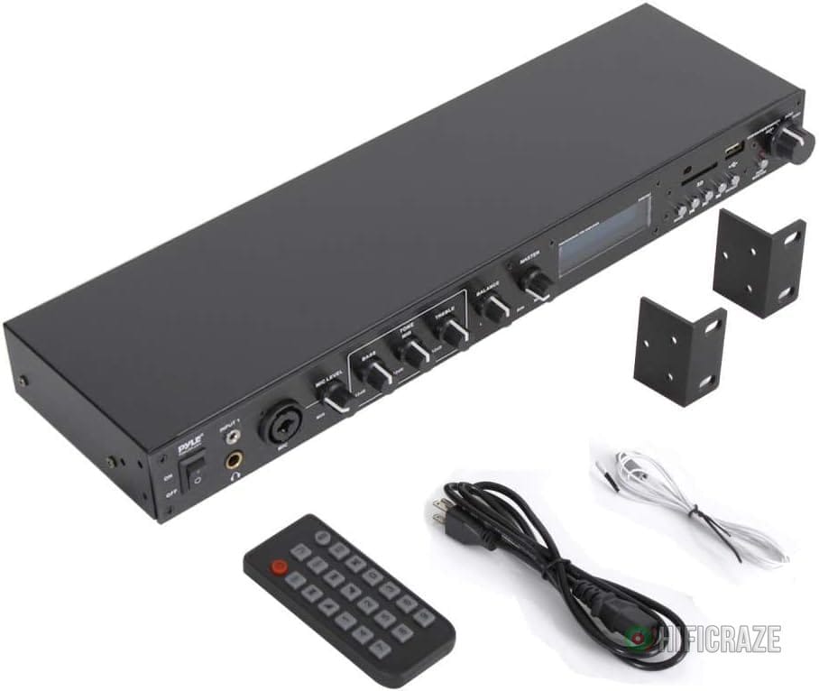 Pyle Rack Mount Studio Pre-Amplifier - Audio Receiver System w/ Digital LCD Display Bluetooth FM Radio Recording Mode Remote Control USB Flash or SD Card Reader Input and Output Jack - PPRE70BT - Image 2