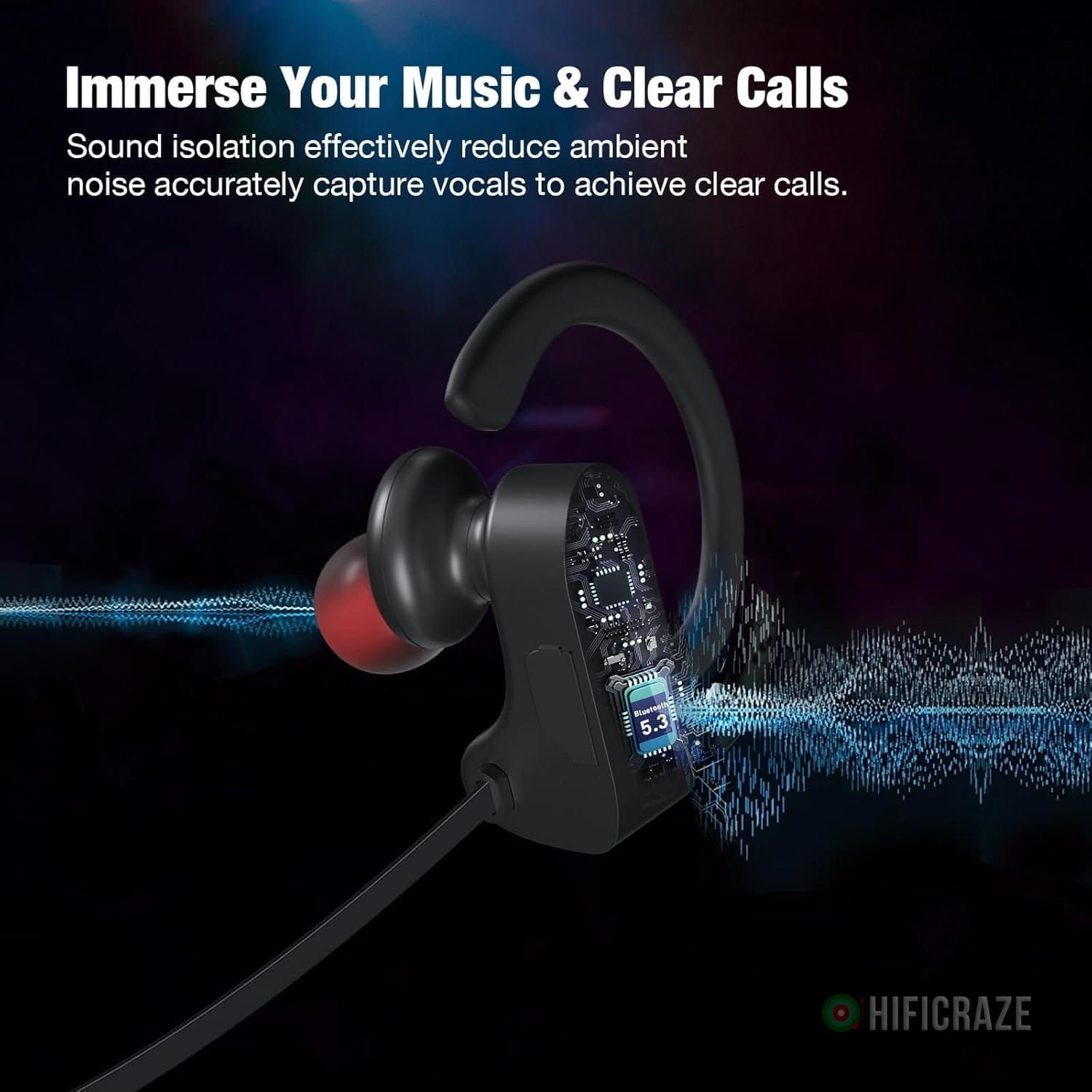 JOYWISE Bluetooth Wireless Headphones 16H Playtime Earbuds with Mic Stereo in-Ear Earphones, IPX7 Waterproof Sports Sound Isolation Headsets for Running, Gym, Workout - Image 4