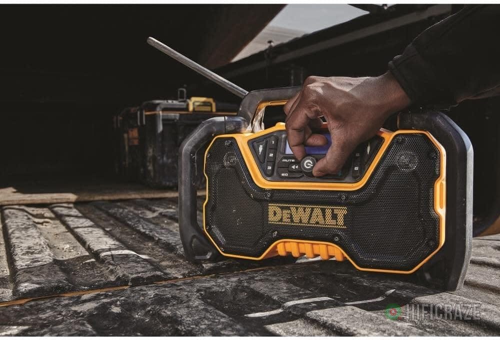 DEWALT 12V/20V MAX Portable Bluetooth Radio, Cordless, 100 ft Range, 3.5” Subwoofers, Jobsite (DCR028B) - Image 7