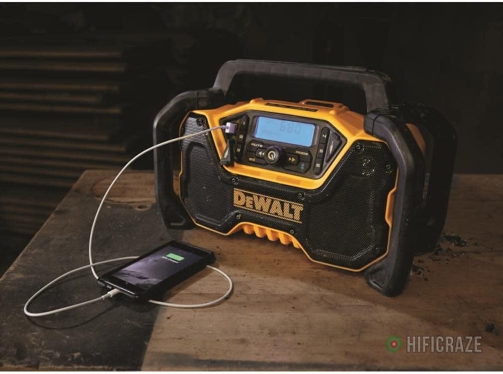 DEWALT 12V/20V MAX Portable Bluetooth Radio, Cordless, 100 ft Range, 3.5” Subwoofers, Jobsite (DCR028B) - Image 8